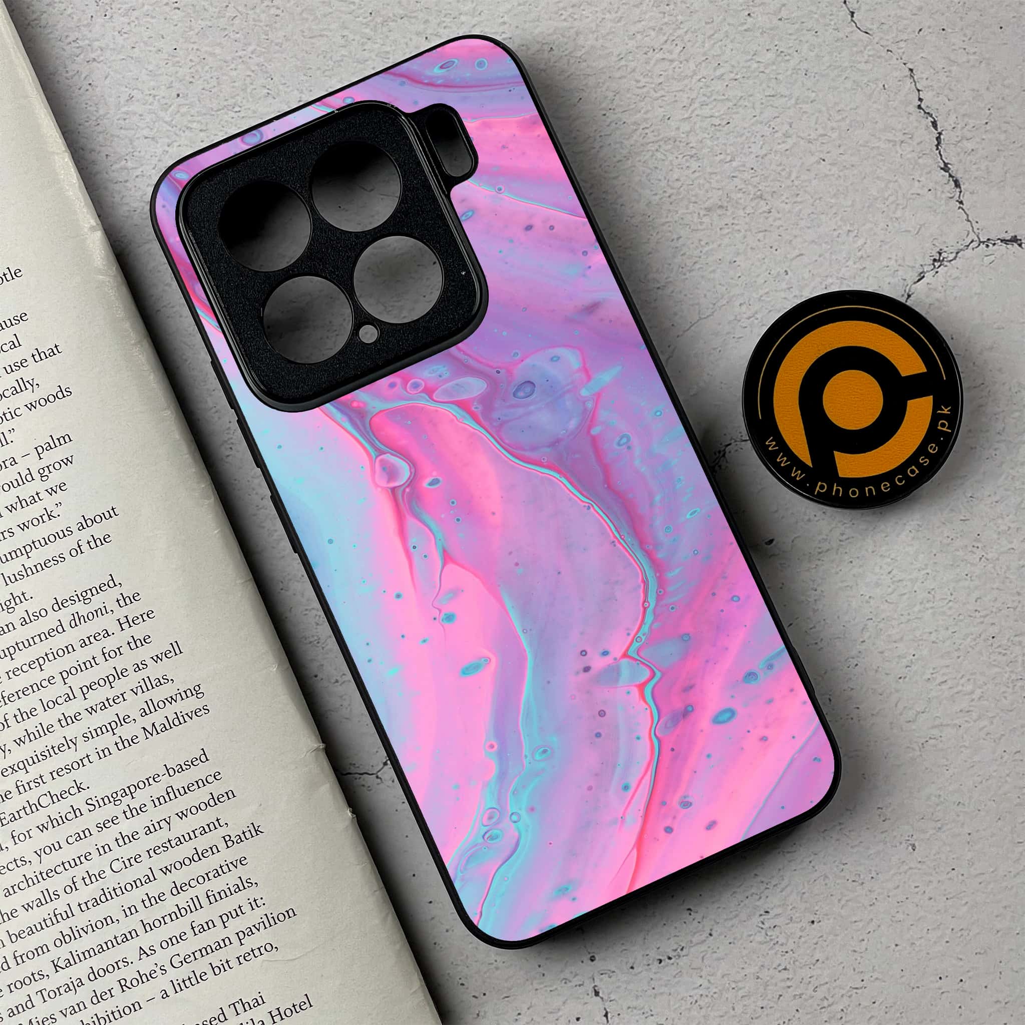Xiaomi 15 - Pink Marble 2.0 Series - Premium Metal Printed soft Bumper shock Proof Case