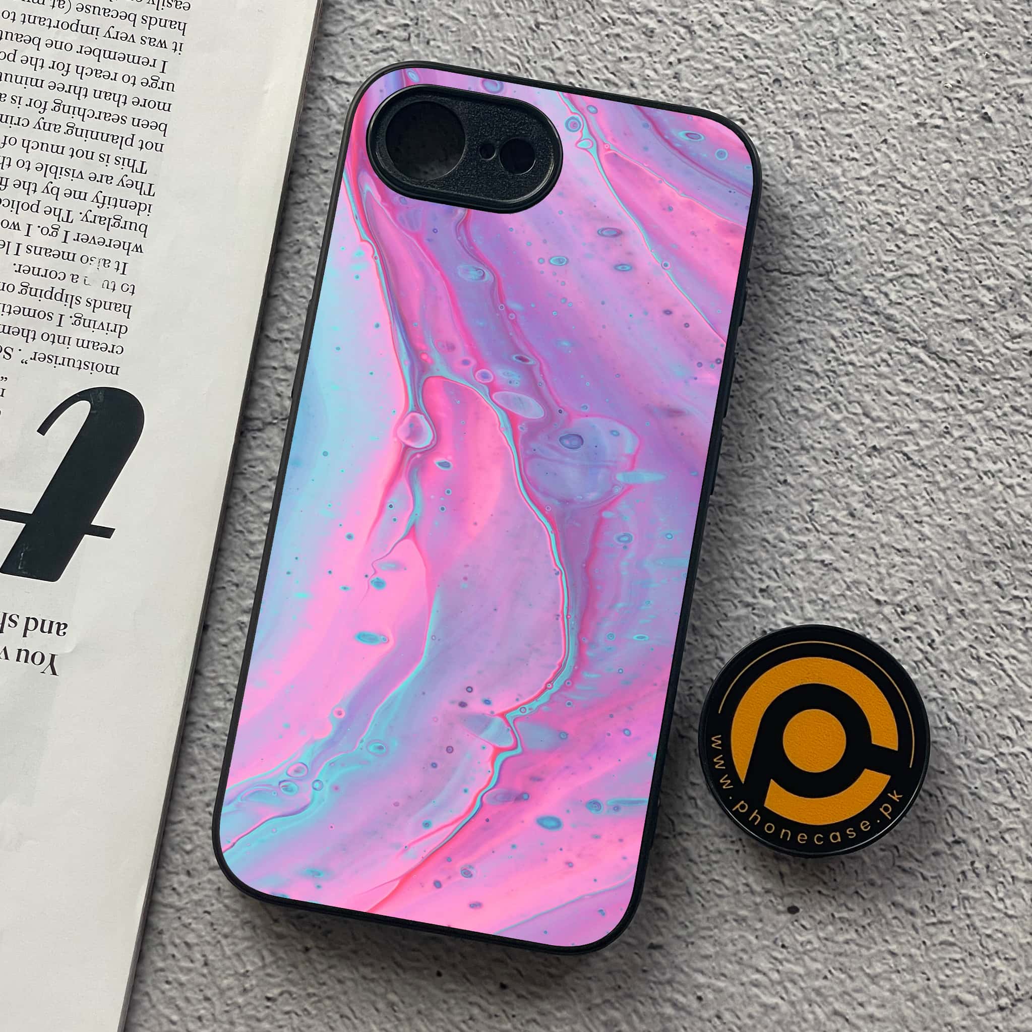 iPhone 16e - Pink Marble 2.0 Series - Premium Metal  Printed soft Bumper shock Proof Case