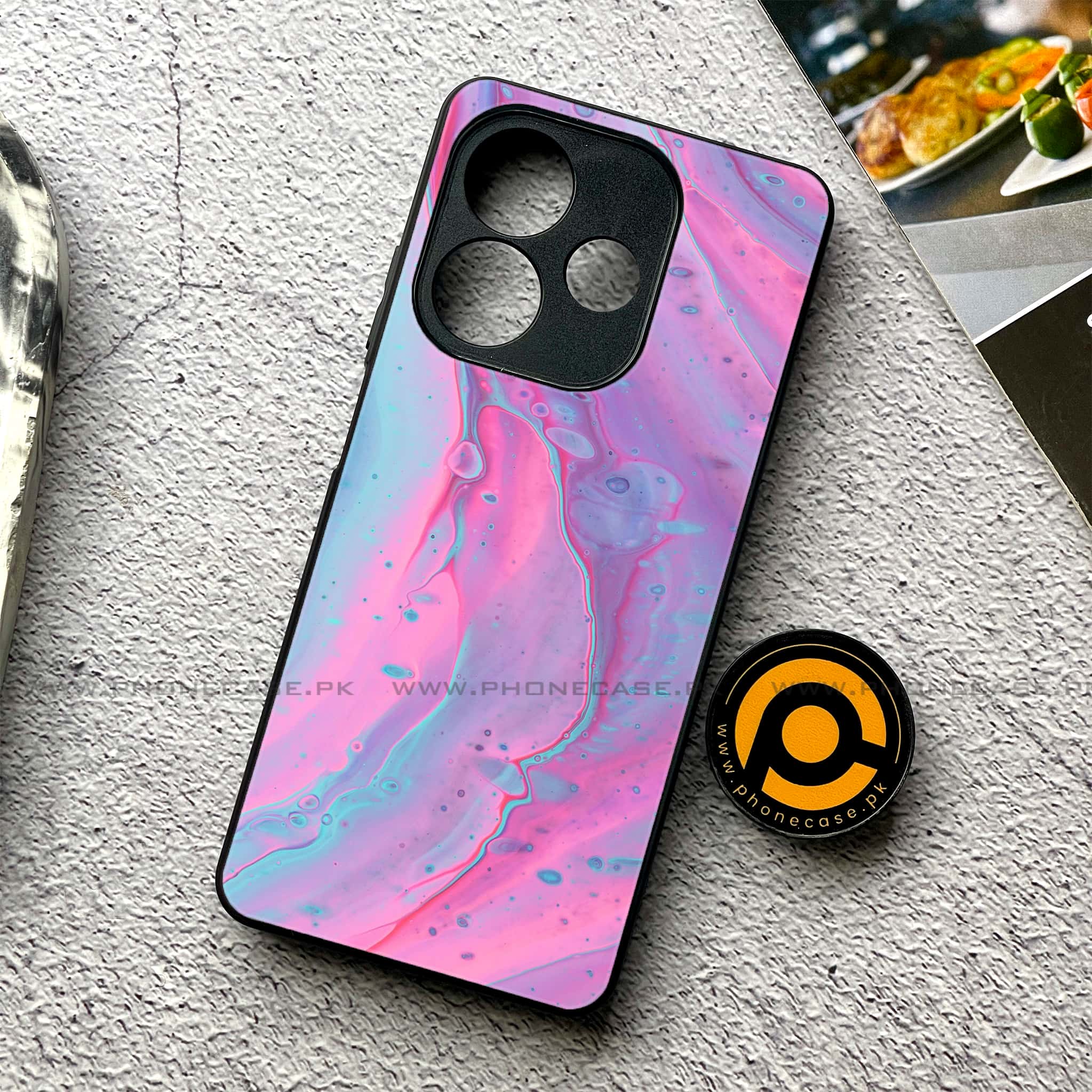 Oppo A5 Pro - Pink Marble 2.0 Series - Premium Metal Printed soft Bumper shock Proof Case