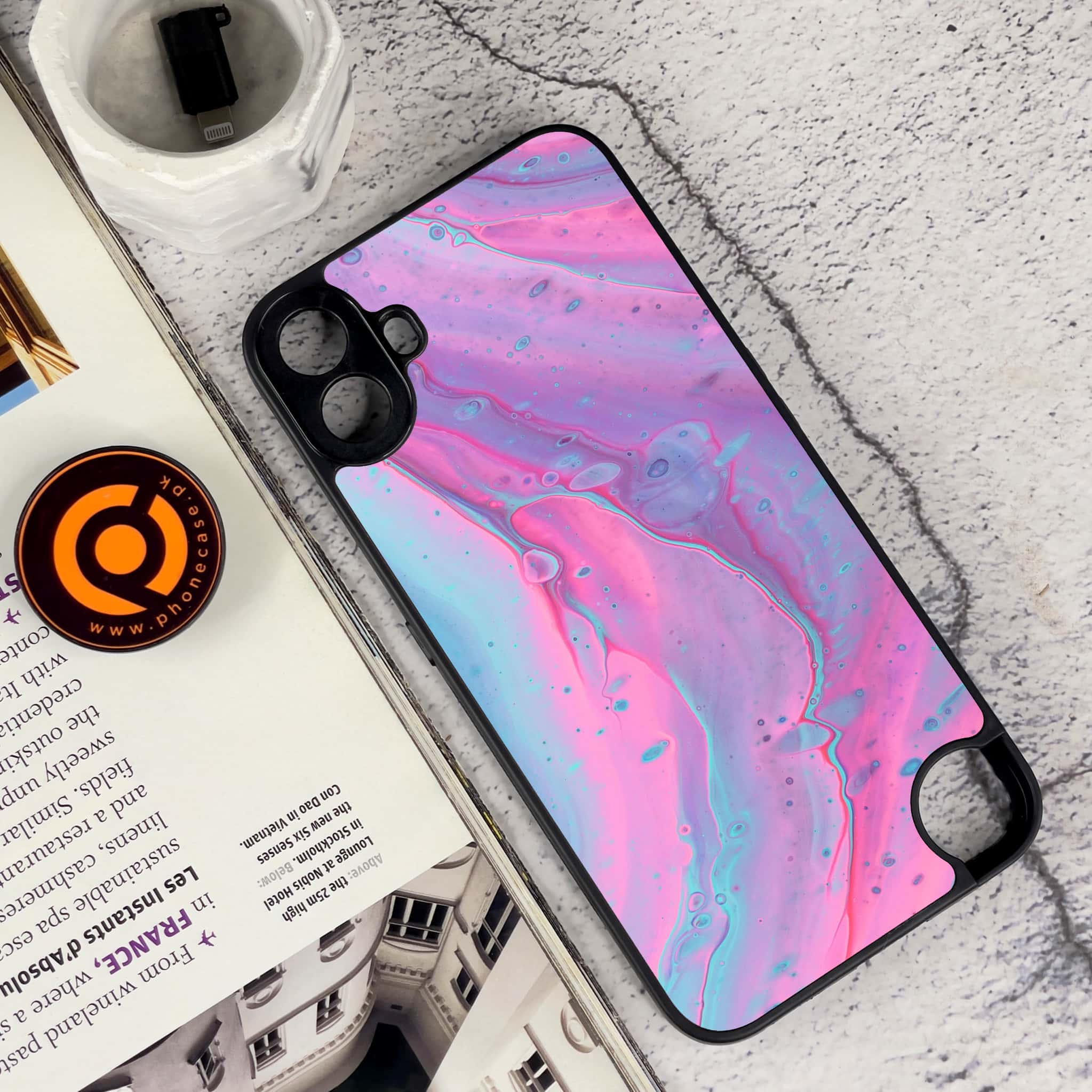 Nothing CMF Phone 1 - Pink Marble 2.0 Series - Premium Metal Printed soft Bumper Shock Proof Case