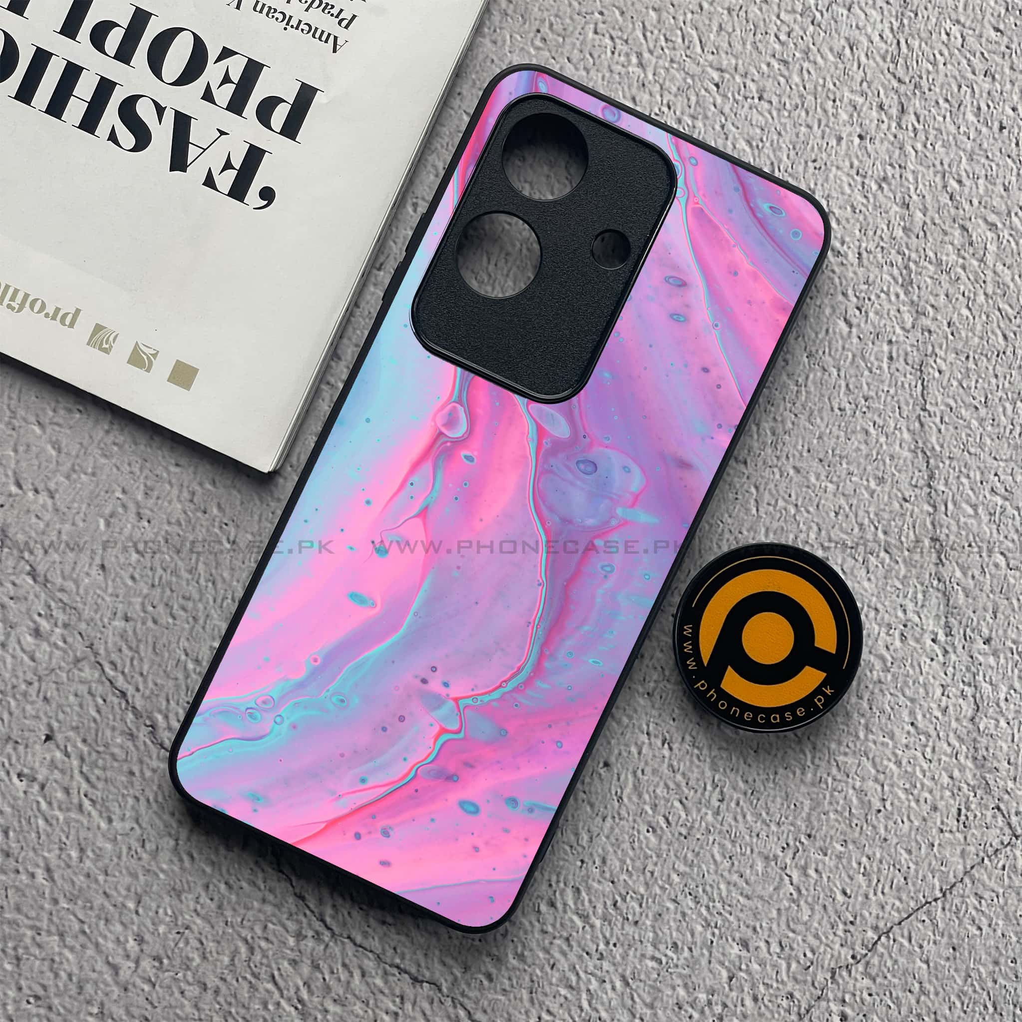 Realme Note 60x - Pink Marble 2.0 Series - Premium Printed Glass soft Bumper shock Proof Case