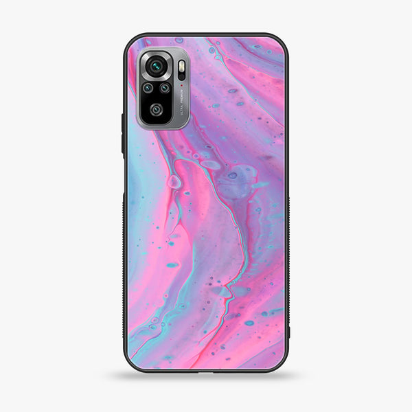 Xiaomi Redmi Note 10S- Pink Marble 2.0 Series - Premium Printed Glass soft Bumper shock Proof Case