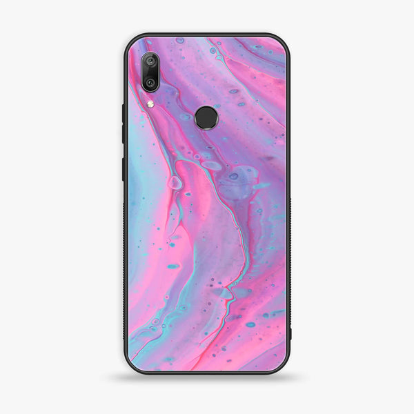 Huawei Y7 Prime (2019) - Pink Marble 2.0 Series - Premium Printed Glass soft Bumper shock Proof Case