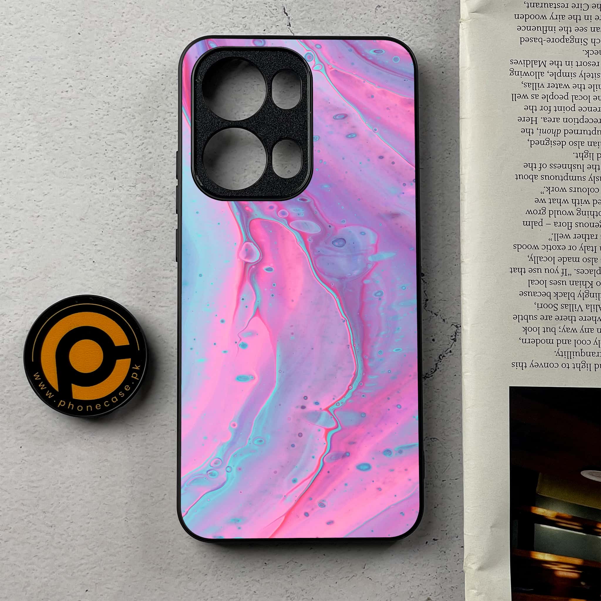 Oppo Reno 13 Pro - Pink Marble 2.0 Series - Premium Metal Printed Soft Bumper Shockproof Case