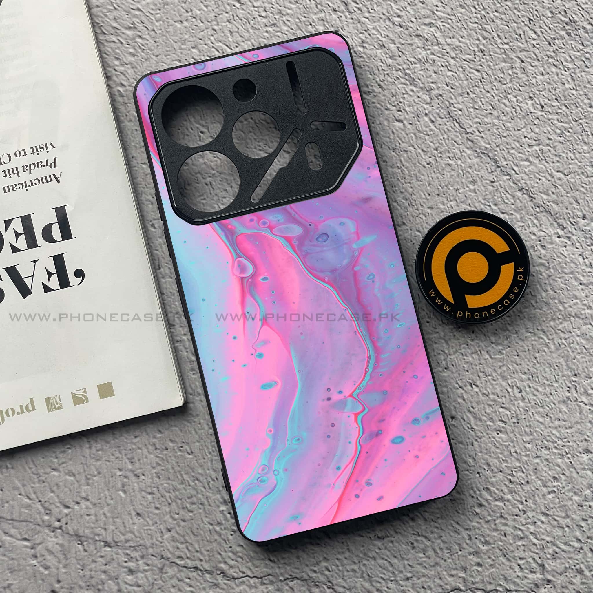 Tecno Pova 6 Pro - Pink Marble 2.0 Series - Premium Printed Glass soft Bumper shock Proof Case