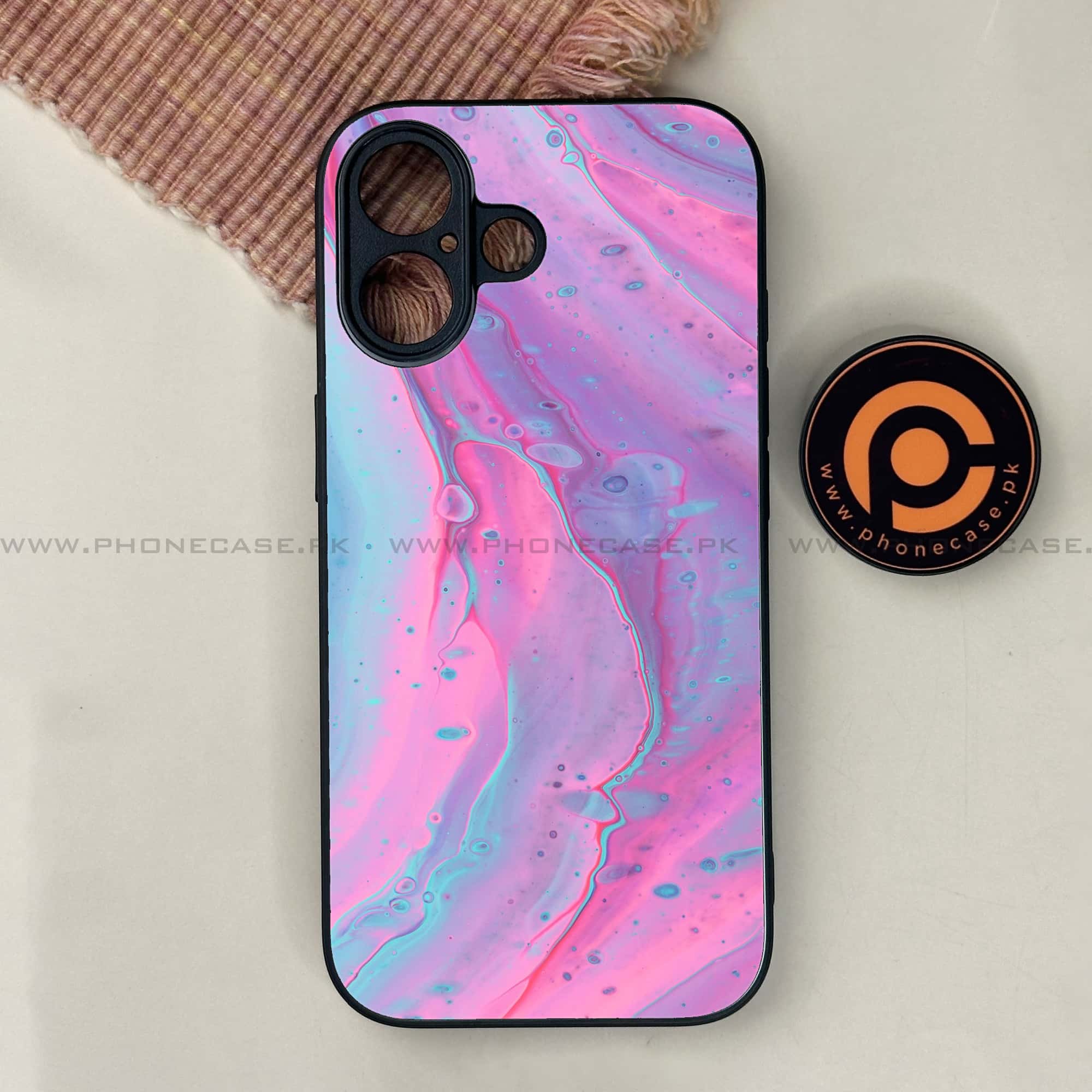iPhone 17 - Pink Marble 2.0 Series - Premium Printed Glass soft Bumper shock Proof Case