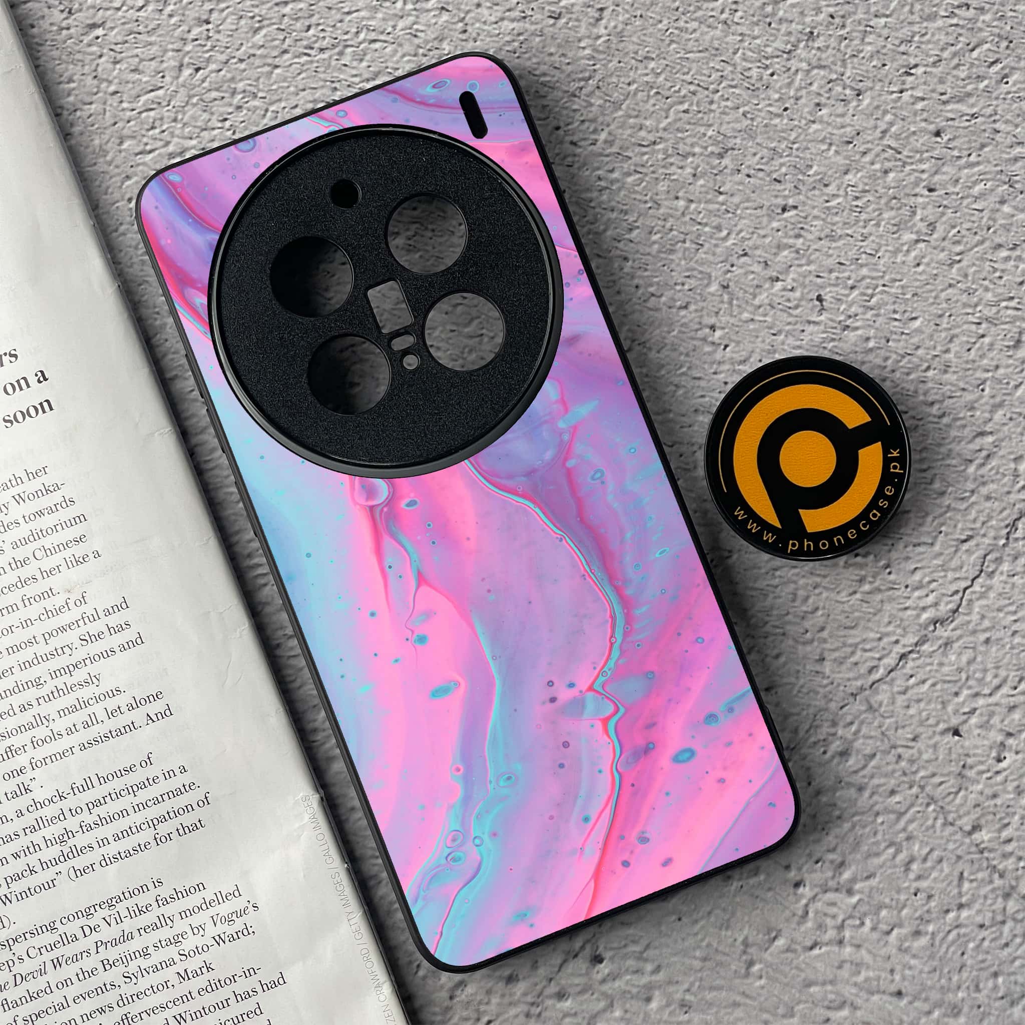 Vivo X200 Pro - Pink Marble 2.0 Series - Premium Metal  Printed soft Bumper shock Proof Case