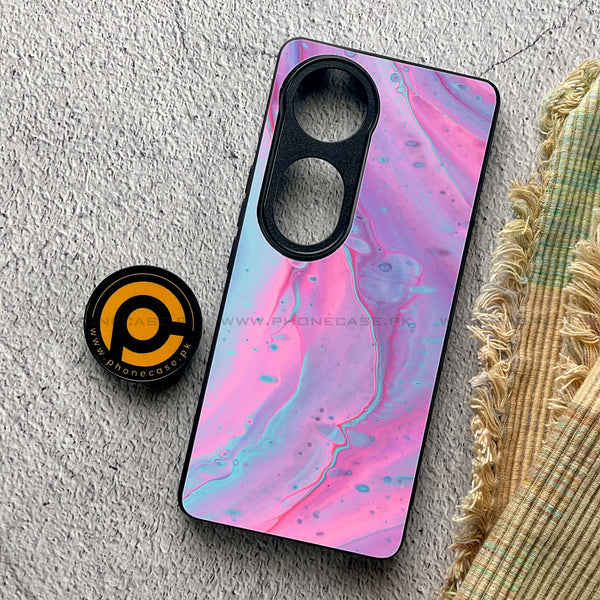Vivo V40 Pro - Pink Marble 2.0 Series - Premium Metal Printed soft Bumper shock Proof Case