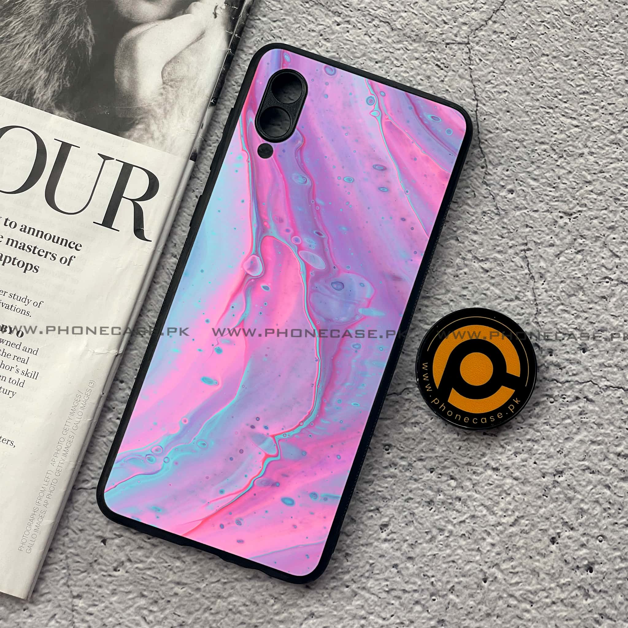 Samsung Galaxy A02 - Pink Marble 2.0 Series - Premium Printed Metal soft Bumper shock Proof Case