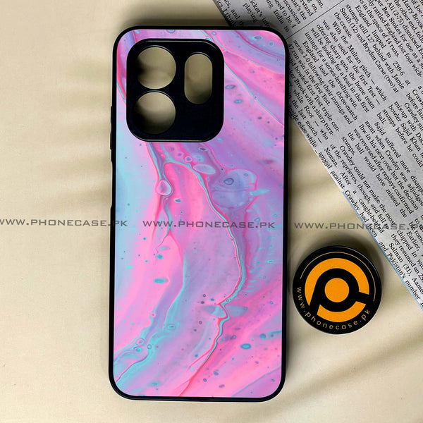 Infinix Hot 50i - Pink Marble 2.0 Series - Premium Printed Glass soft Bumper shock Proof Case