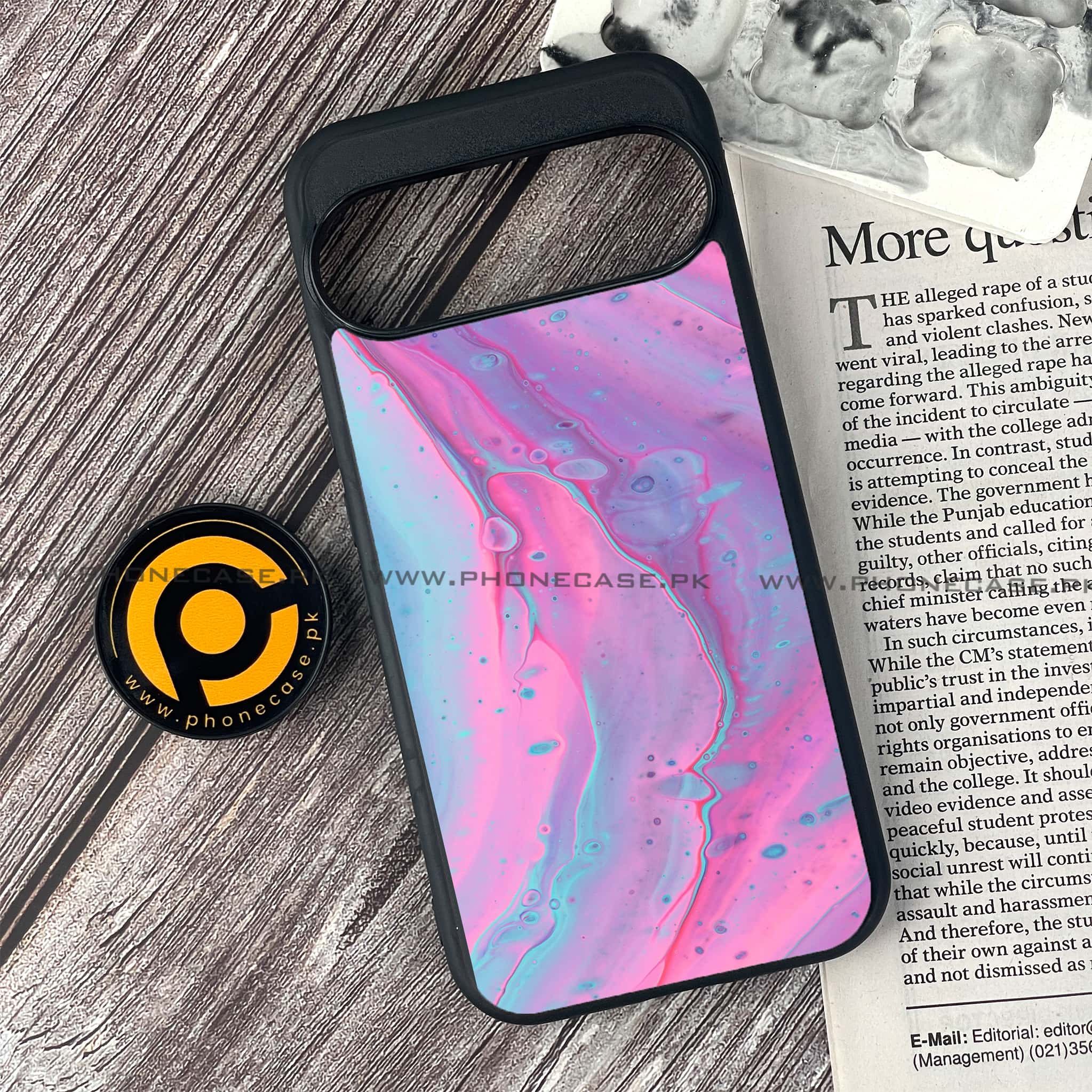Google Pixel 9 Pro - Pink Marble 2.0 Series  - Premium Metal Printed soft Bumper Shock Proof Case