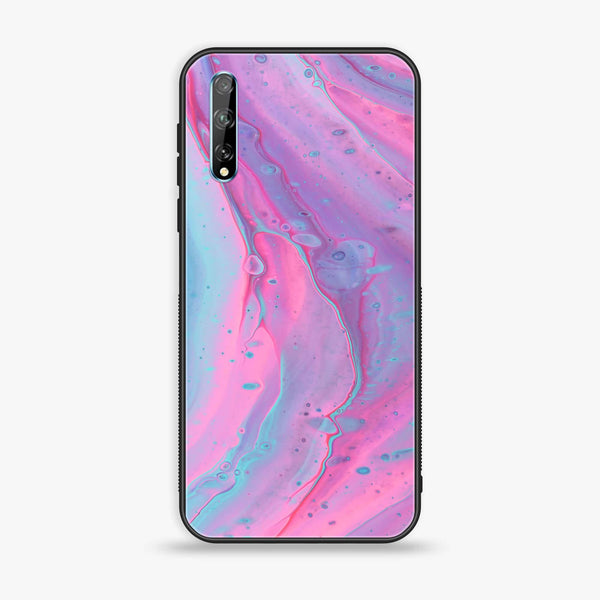 Huawei Y8p -  Pink Marble 2.0 Series - Premium Printed Glass soft Bumper shock Proof Case