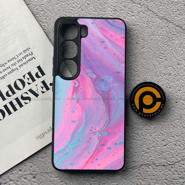 Vivo V40 Lite (IDN) - Pink Marble 2.0 Series - Premium Metal Printed soft Bumper Shock Proof Case
