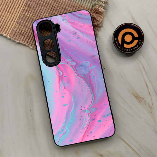 Vivo Y400 - Pink Marble 2.0 Series - Premium Metal Printed soft Bumper shock Proof Case