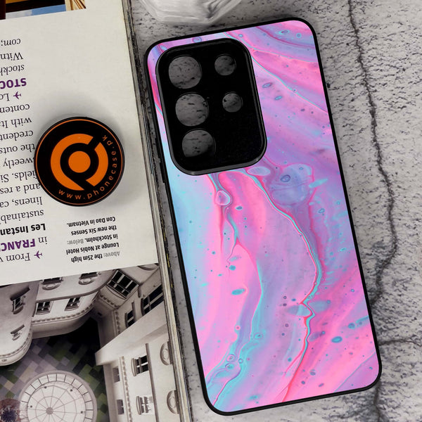 Vivo Y29 4G - Pink Marble 2.0 Series - Premium Metal Printed soft Bumper Shock Proof Case