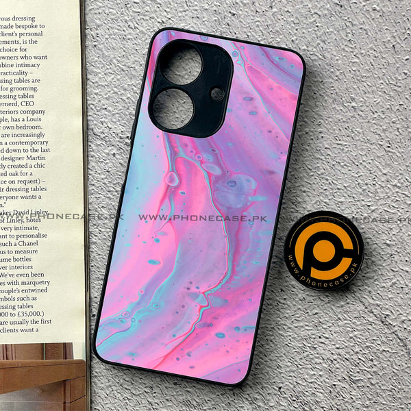 Realme Note 60 - Pink Marble 2.0 Series - Premium Printed Metal soft Bumper shock Proof Case