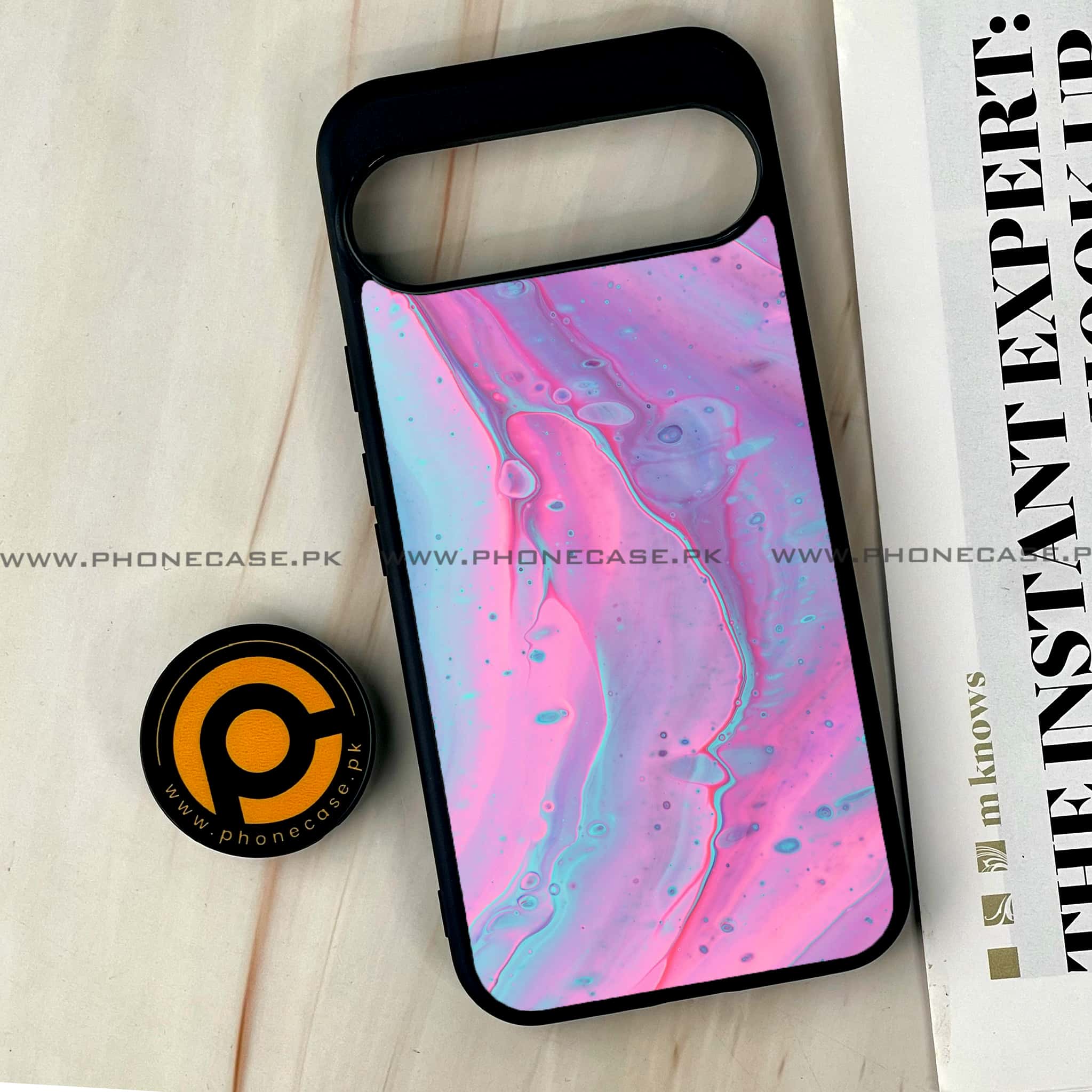 Google Pixel 9 Pro XL - Pink Marble 2.0 Series - Premium Metal Printed soft Bumper Shock Proof Case