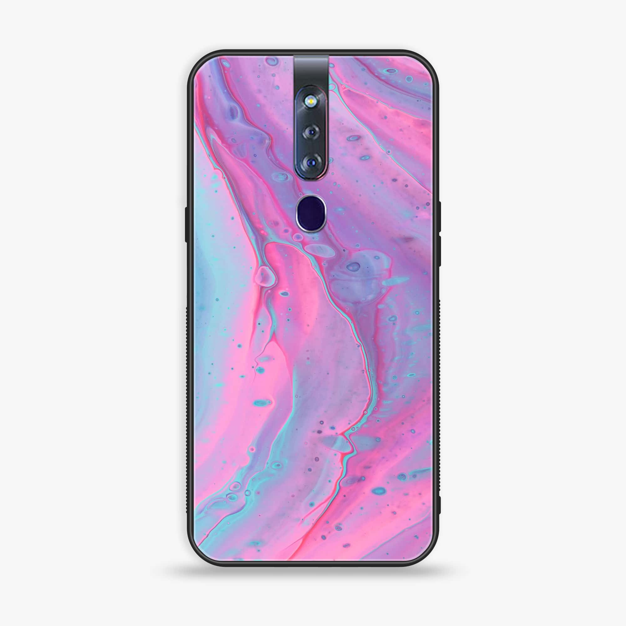 Oppo F11 Pro Pink Marble 2.0 Series Premium Printed Glass soft Bumper shock Proof Case