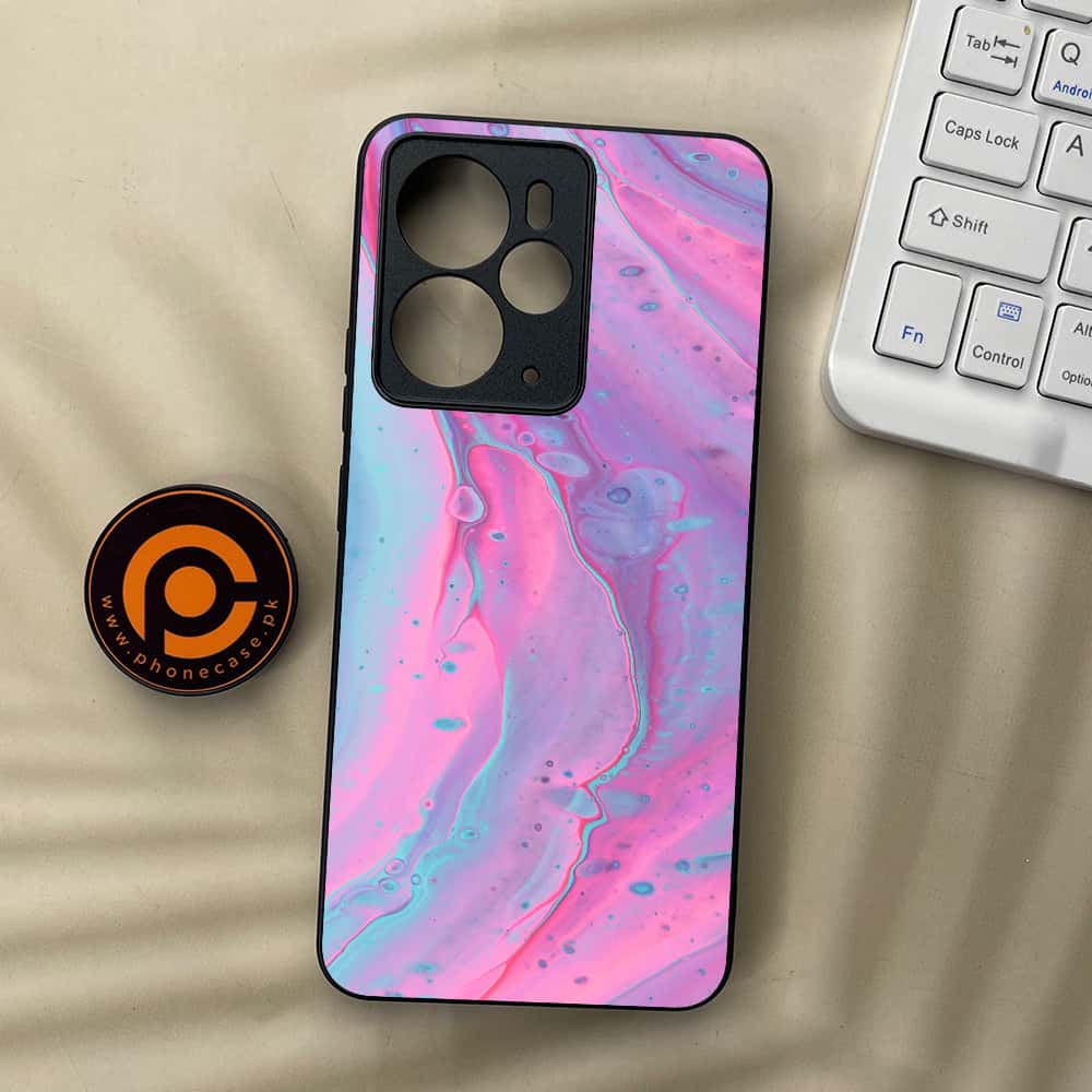 Realme 14 5G - Pink Marble Series - Premium Metal Printed soft Bumper Shock Proof Case