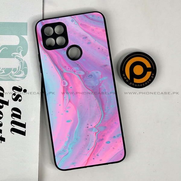 Oppo A15s - Pink Marble 2.0 Series - Premium Printed Glass soft Bumper shock Proof Case