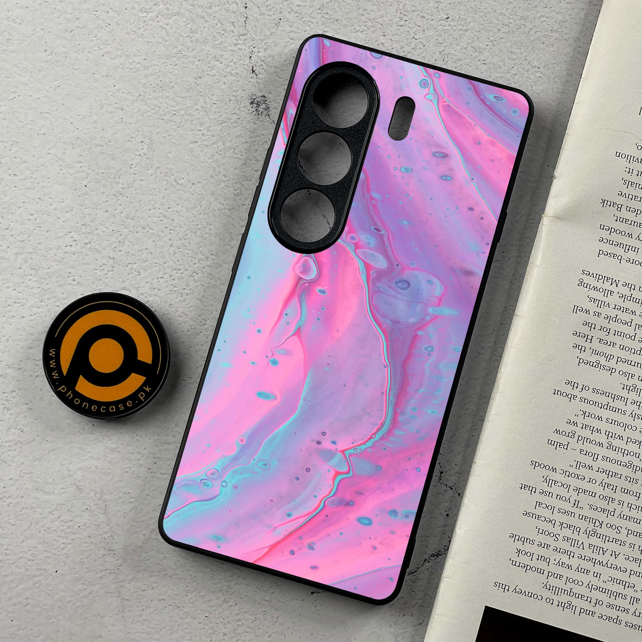 Tecno Camon 40 Pro - Pink Marble 2.0 Series - Premium Metal Printed Soft Bumper Shockproof Case