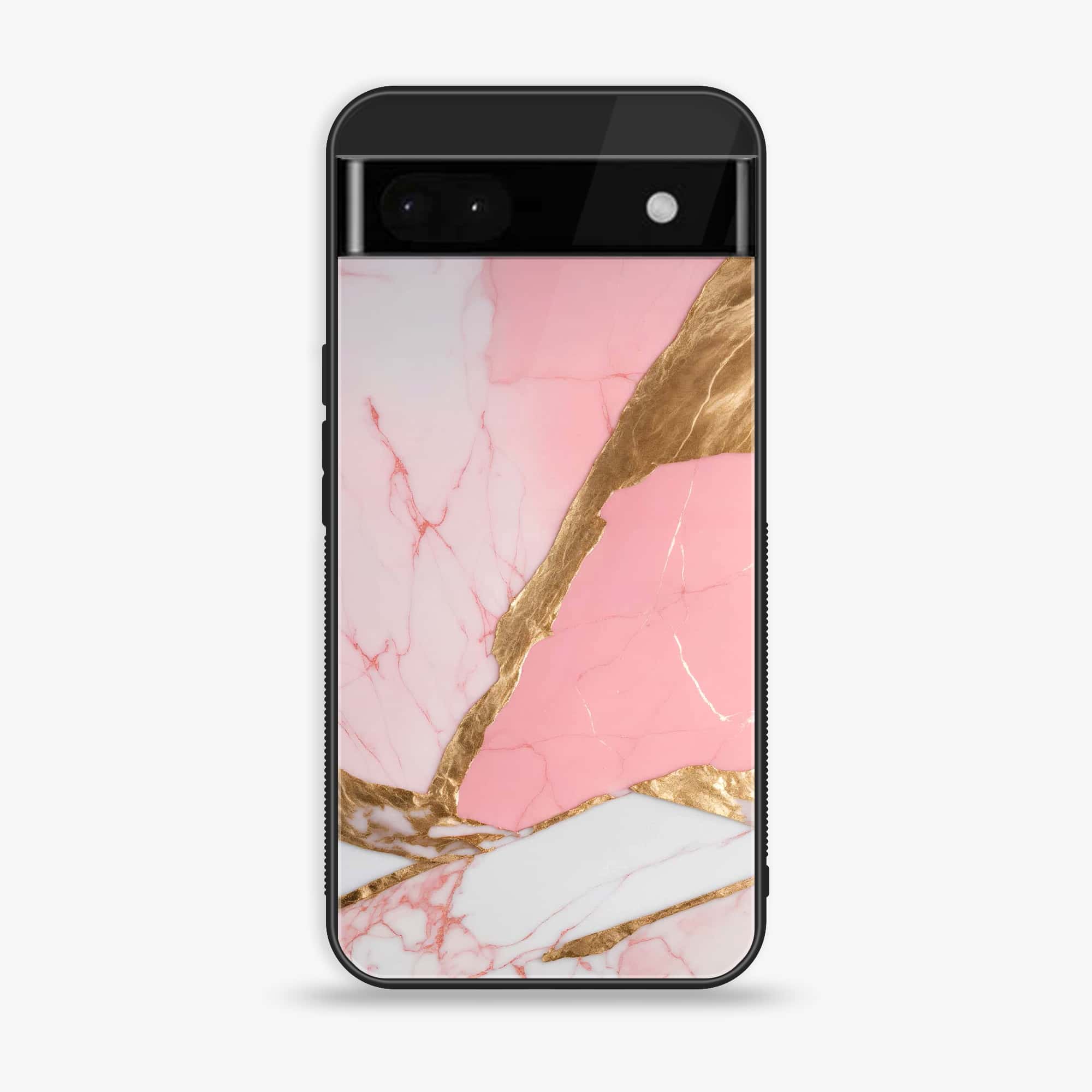 Google Pixel 6A - Pink Marble 2.0 Series - Premium Metal Printed soft Bumper Shock Proof Case