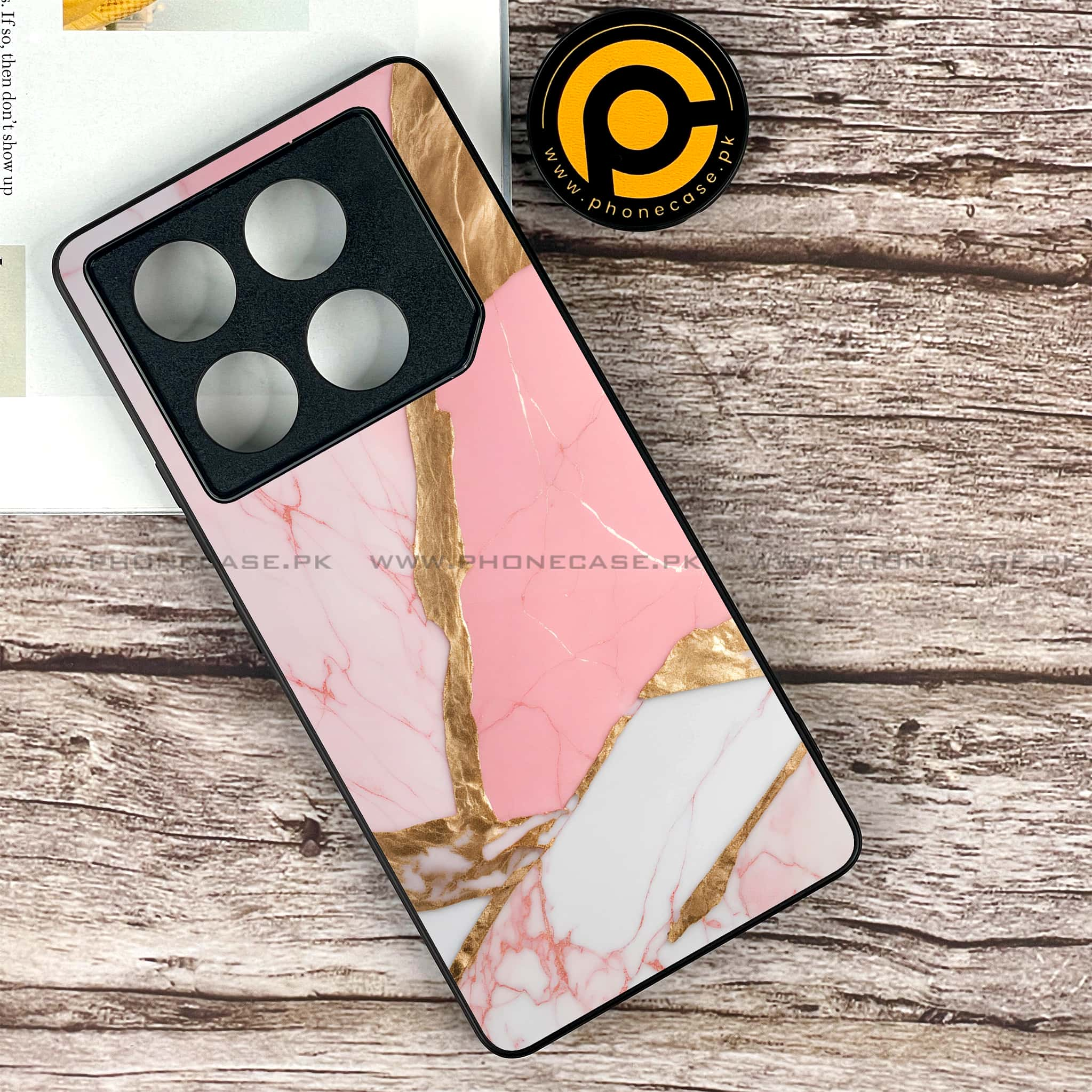 Infinix GT 20 Pro - Pink Marble 2.0 Series - Premium Printed Glass soft Bumper shock Proof Case