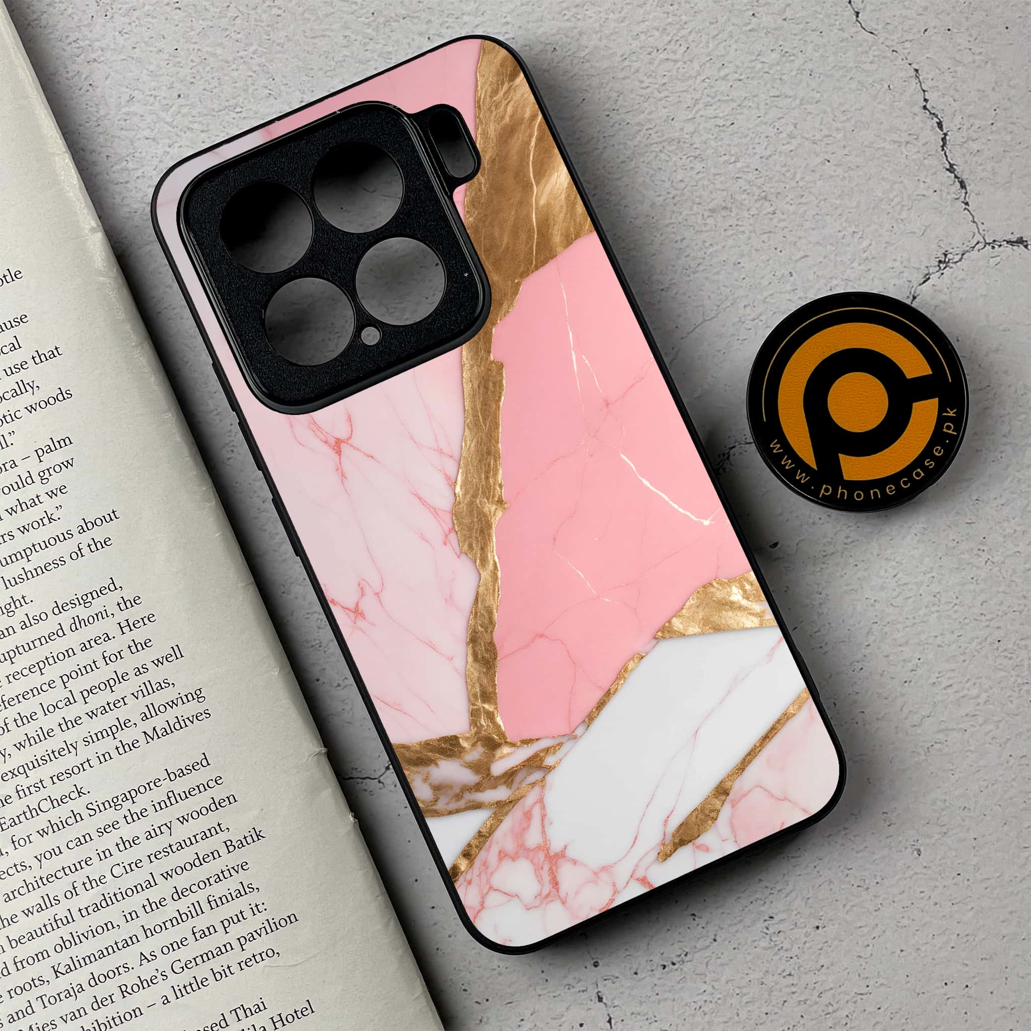 Xiaomi 15 - Pink Marble 2.0 Series - Premium Metal Printed soft Bumper shock Proof Case