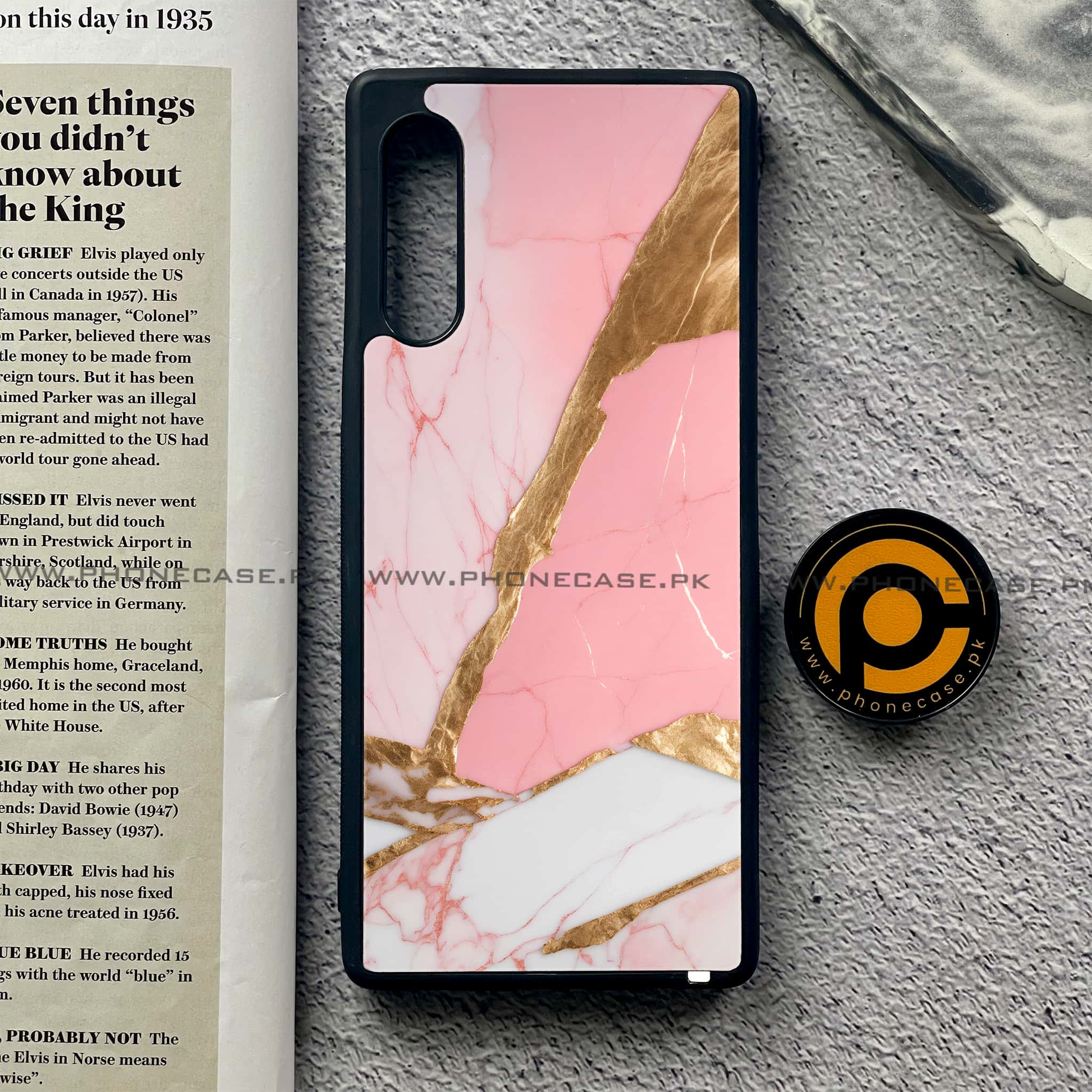 LG G9 - Pink Marble 2.0 Series - Premium Metal Printed soft Bumper shock Proof Case