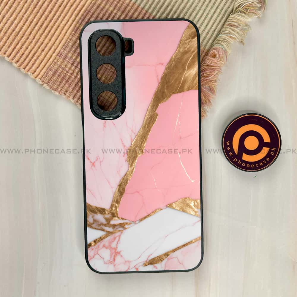 Infinix Hot 60i - Pink Marble 2.0 Series - Premium Metal Printed soft Bumper shock Proof Case
