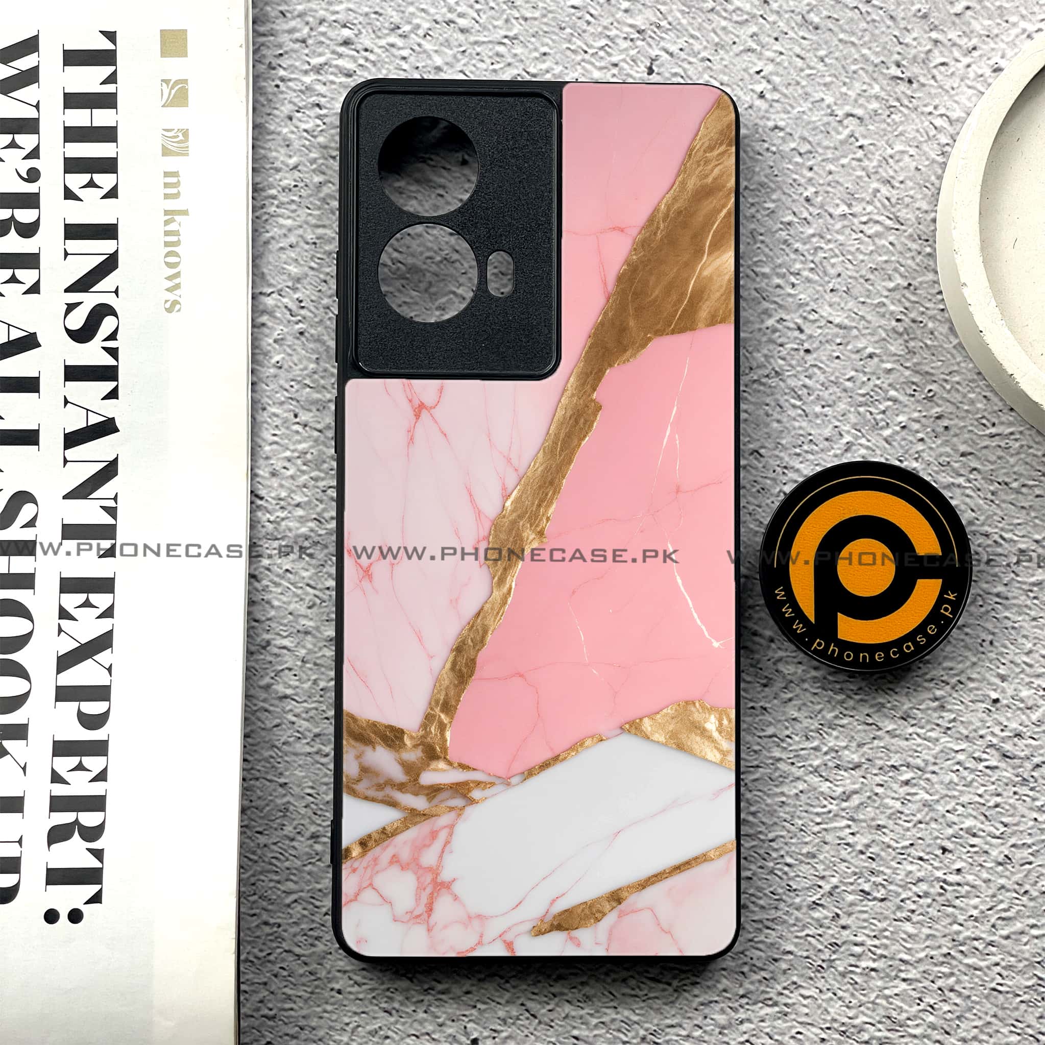 Moto G85 - Pink Marble 2.0 Series - Premium Printed Glass soft Bumper shock Proof Case