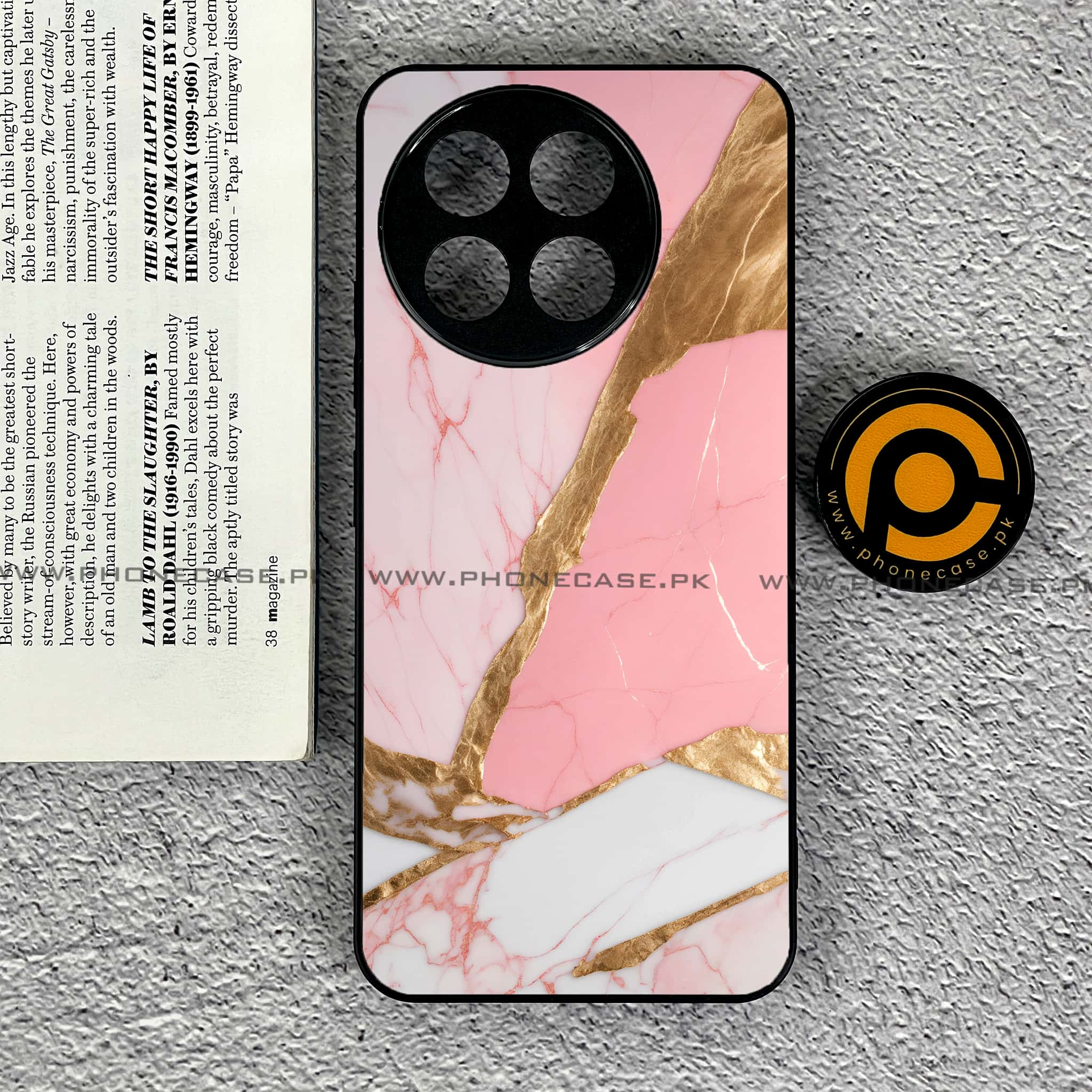 Tecno Spark 30 Pro - Pink Marble 2.0 Series - Premium Printed Glass soft Bumper shock Proof Case