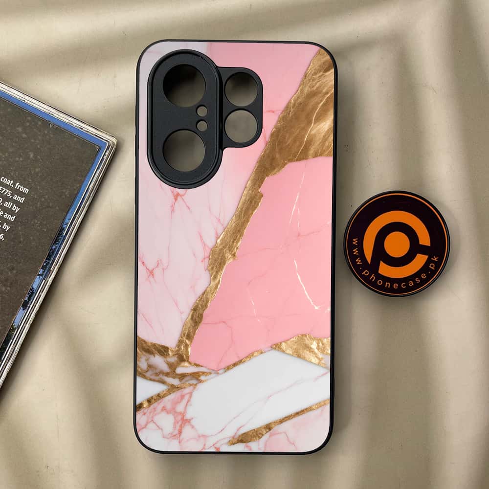 Vivo X200 FE - Pink Marble 2.0 Series - Premium Metal Printed soft Bumper Shock Proof Case
