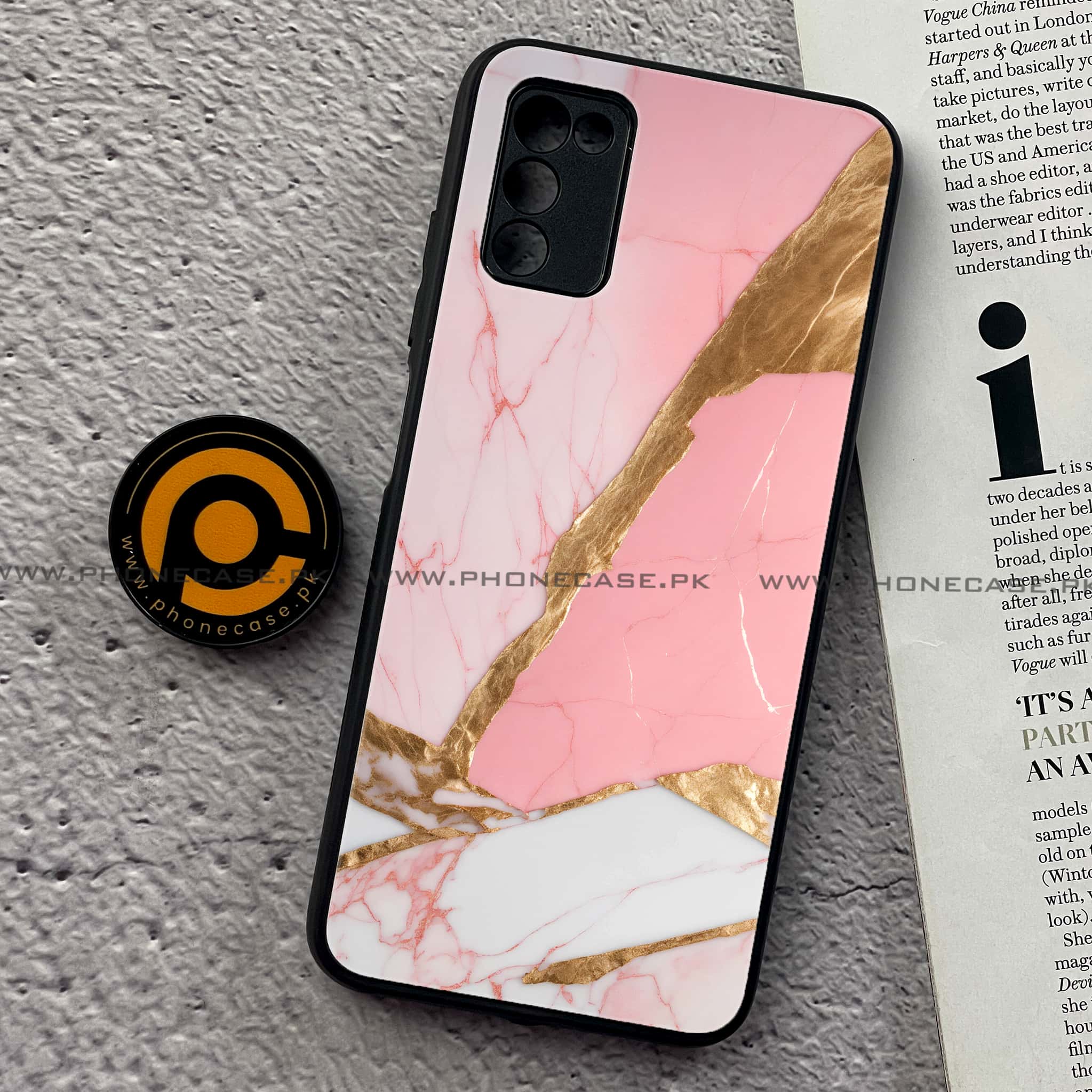 Samsung Galaxy A02s - Pink Marble 2.0 Series  - Premium Printed Metal soft Bumper shock Proof Case