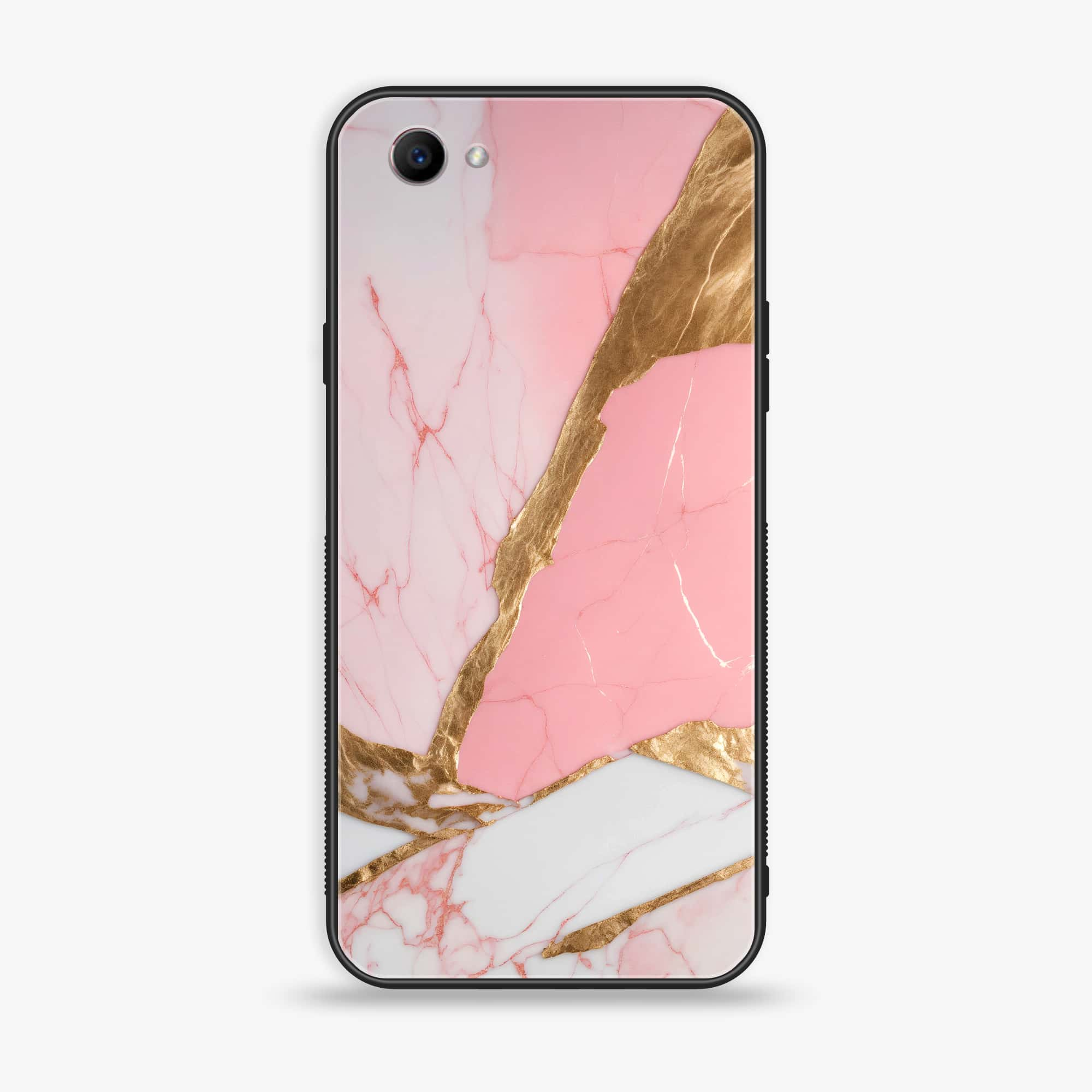 Oppo F7 Youth - Pink Marble 2.0 Series - Premium Printed Glass soft Bumper shock Proof Case