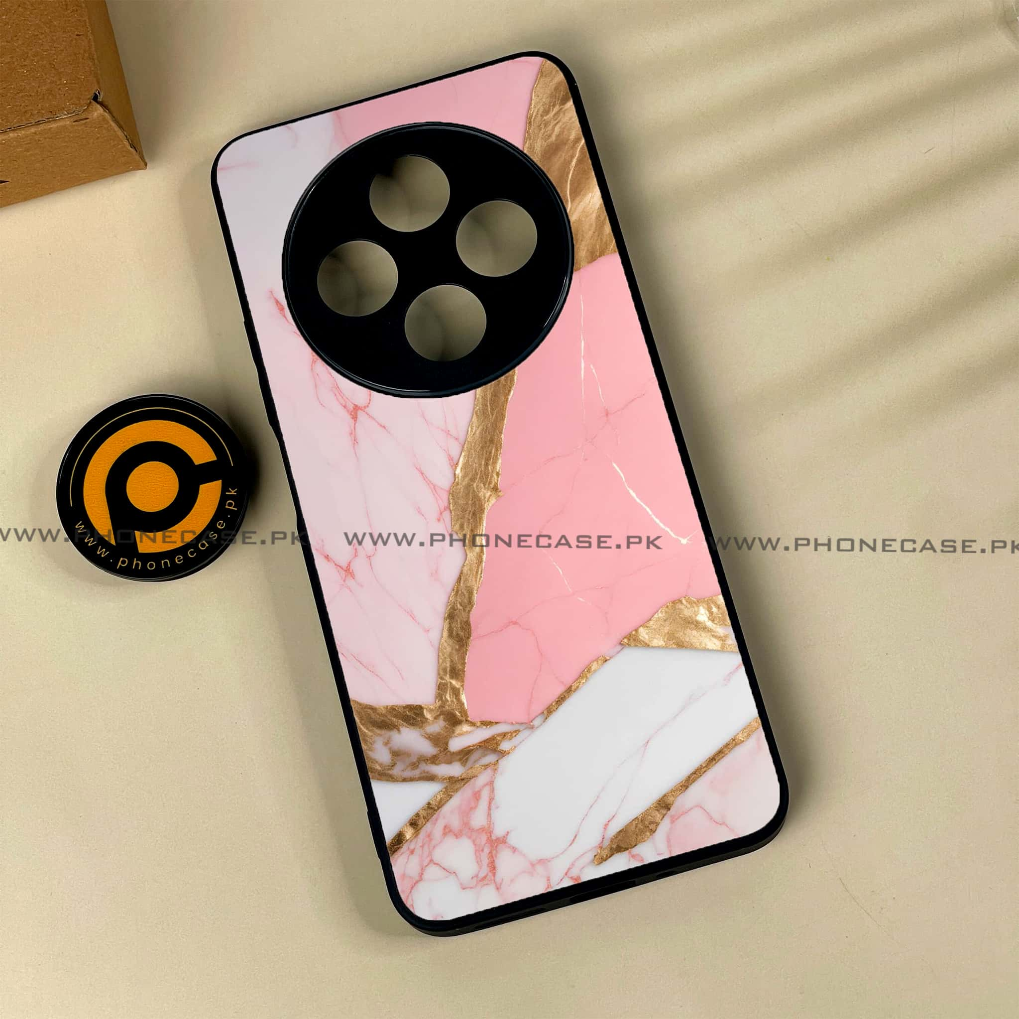 Xiaomi Poco C75 4G - Pink Marble 2.0 Series - Premium Printed Glass soft Bumper shock Proof Case