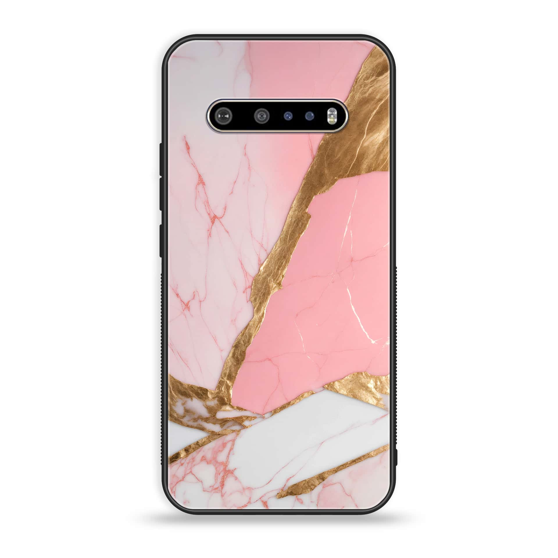 LG V60 Pink Marble 2.0 Series Premium Printed Glass soft Bumper shock Proof Case