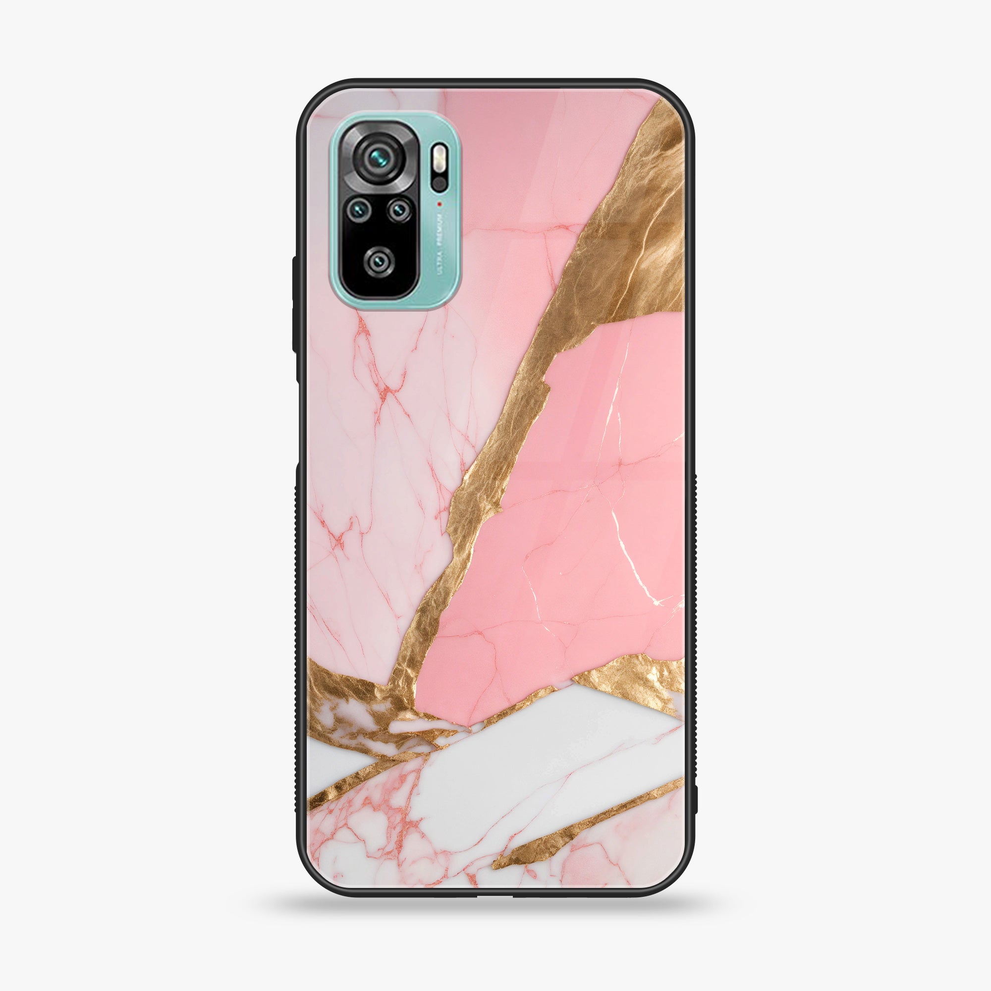 Redmi 10 - Pink Marble 2.0 Series - Premium Printed Glass soft Bumper shock Proof Case