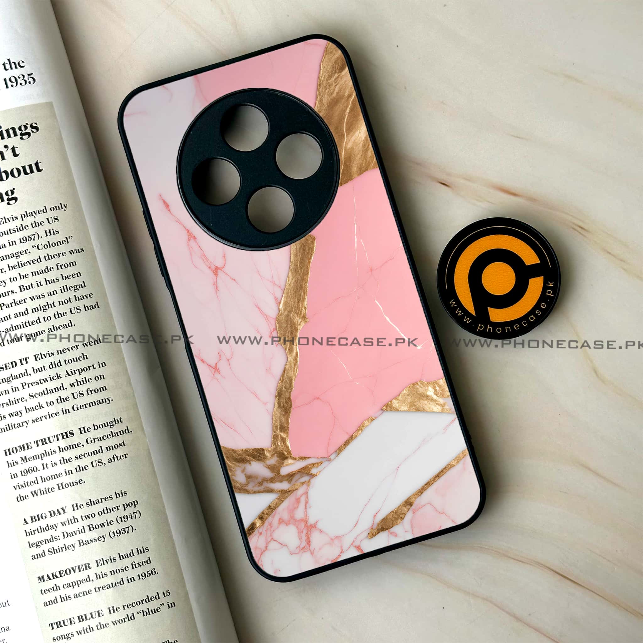 Oppo F27 Pro - Pink Marble 2.0 Series - Premium Metal Printed soft Bumper Shock Proof Case