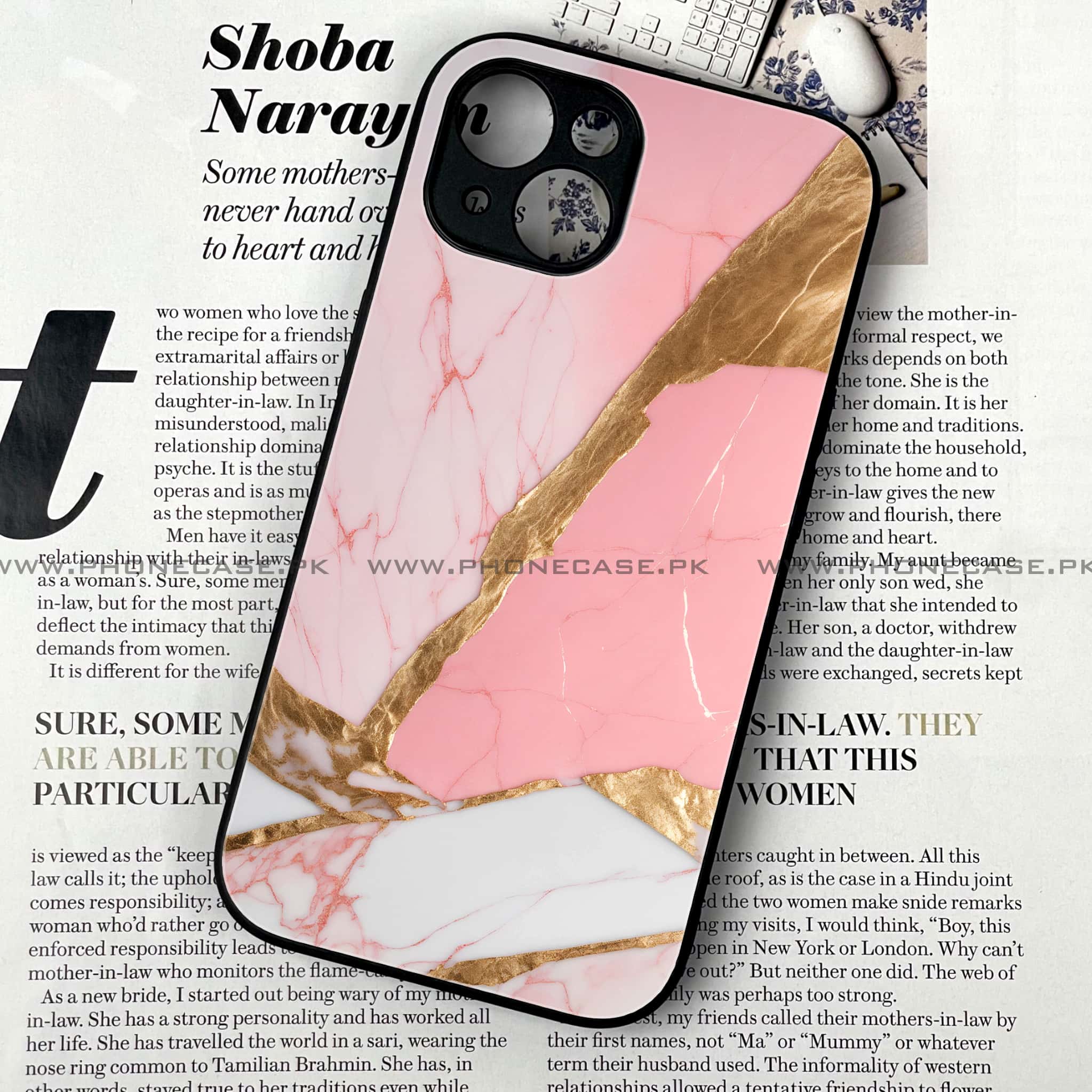 iPhone 14 Plus - Pink Marble 2.0 Series - Premium Metal Printed soft Bumper shock Proof Case