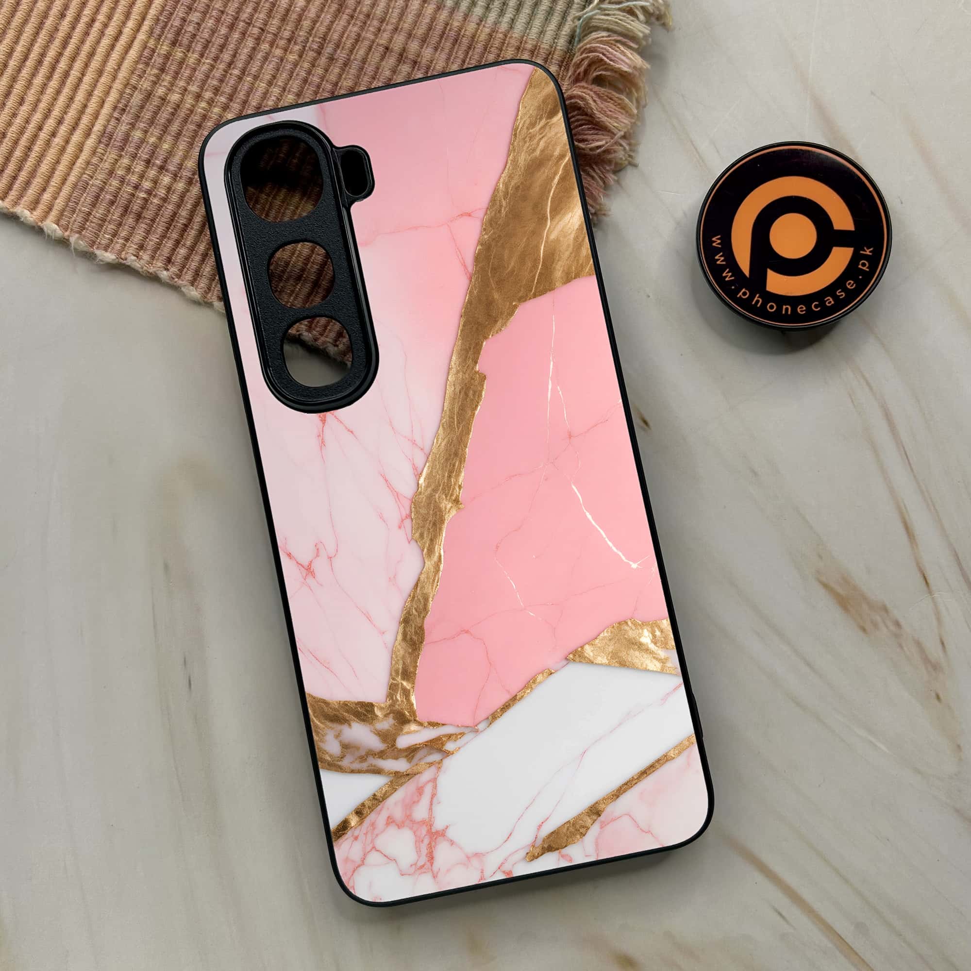 Vivo Y400 - Pink Marble 2.0 Series - Premium Metal Printed soft Bumper shock Proof Case