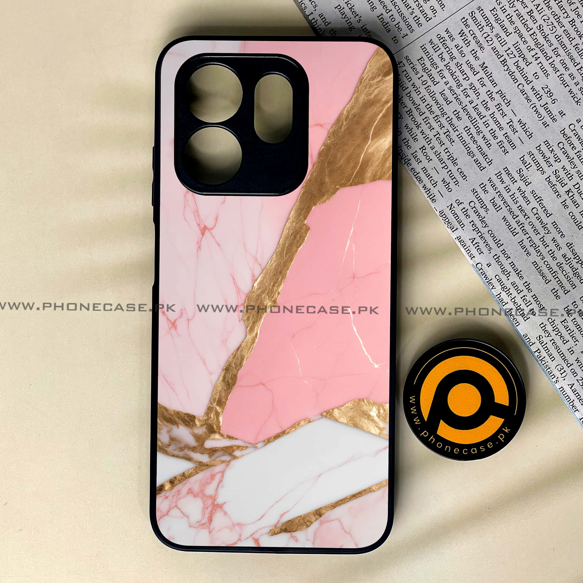 Infinix Smart 9 HD - Pink Marble 2.0 Series - Premium Metal Printed soft Bumper shock Proof Case