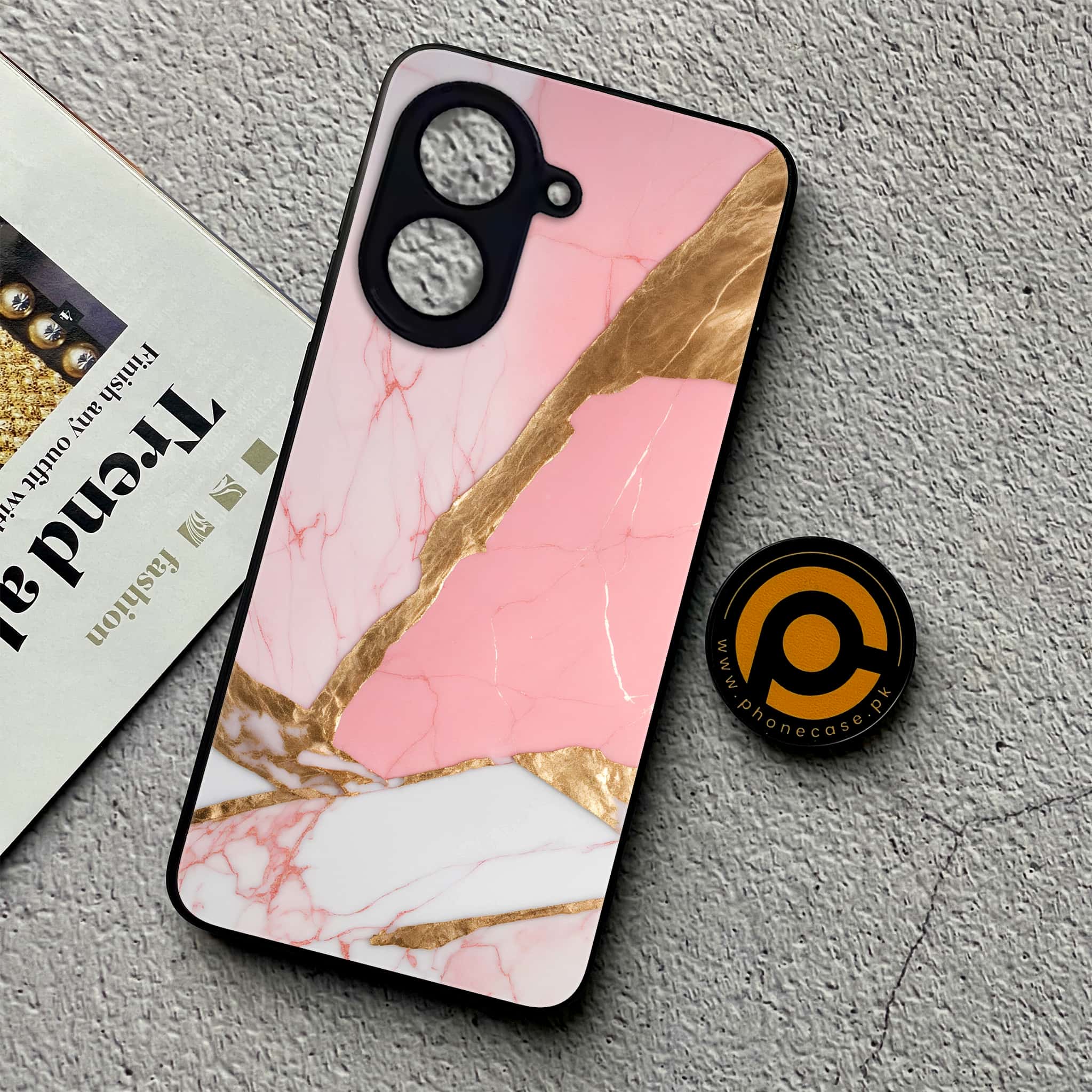 Xiaomi Redmi A5 - Pink Marble 2.0 Series - Premium Metal Printed soft Bumper shock Proof Case