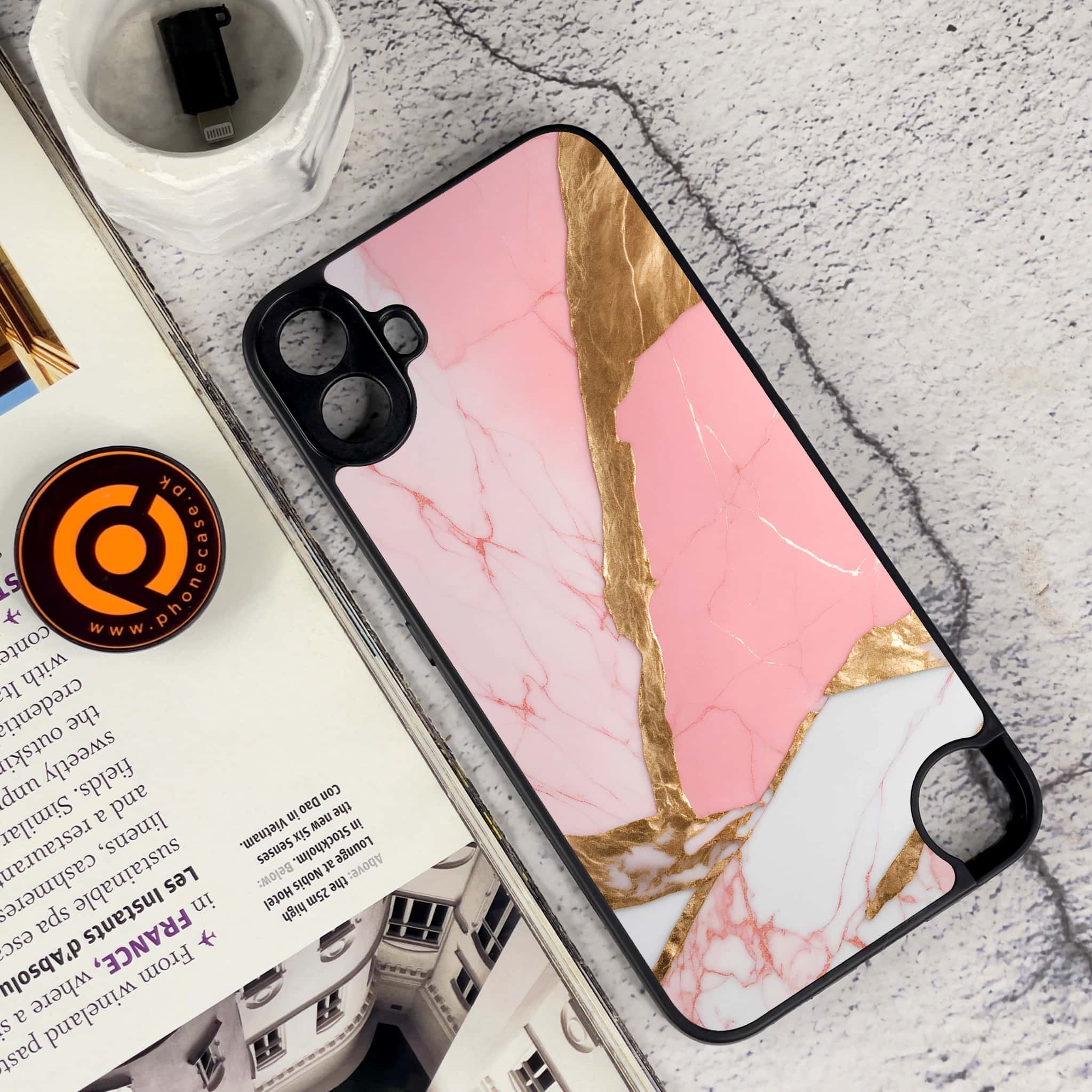 Nothing CMF Phone 1 - Pink Marble 2.0 Series - Premium Metal Printed soft Bumper Shock Proof Case