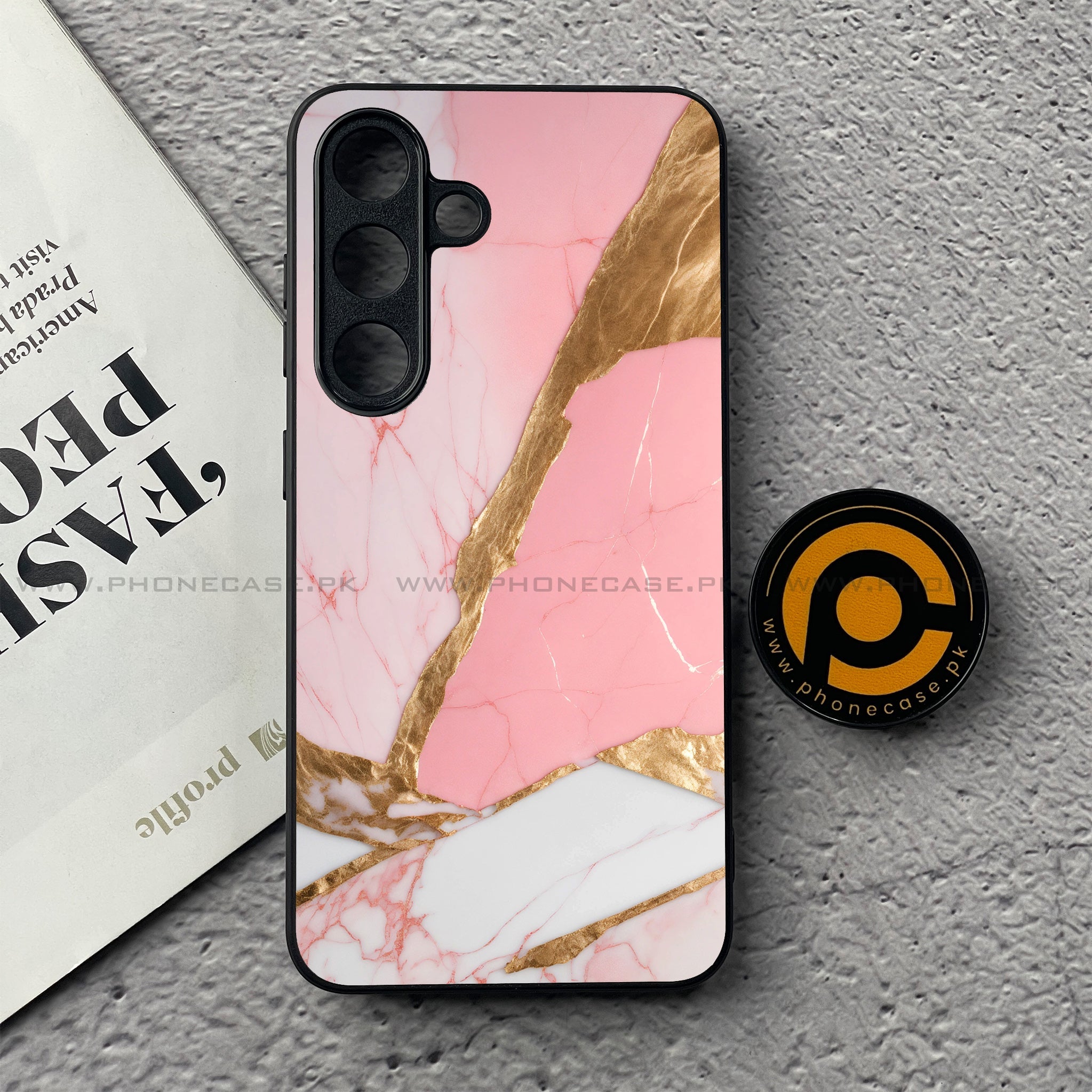 Samsung Galaxy S25 FE - Pink Marble 2.0 Series - Premium Metal Printed soft Bumper shock Proof Case