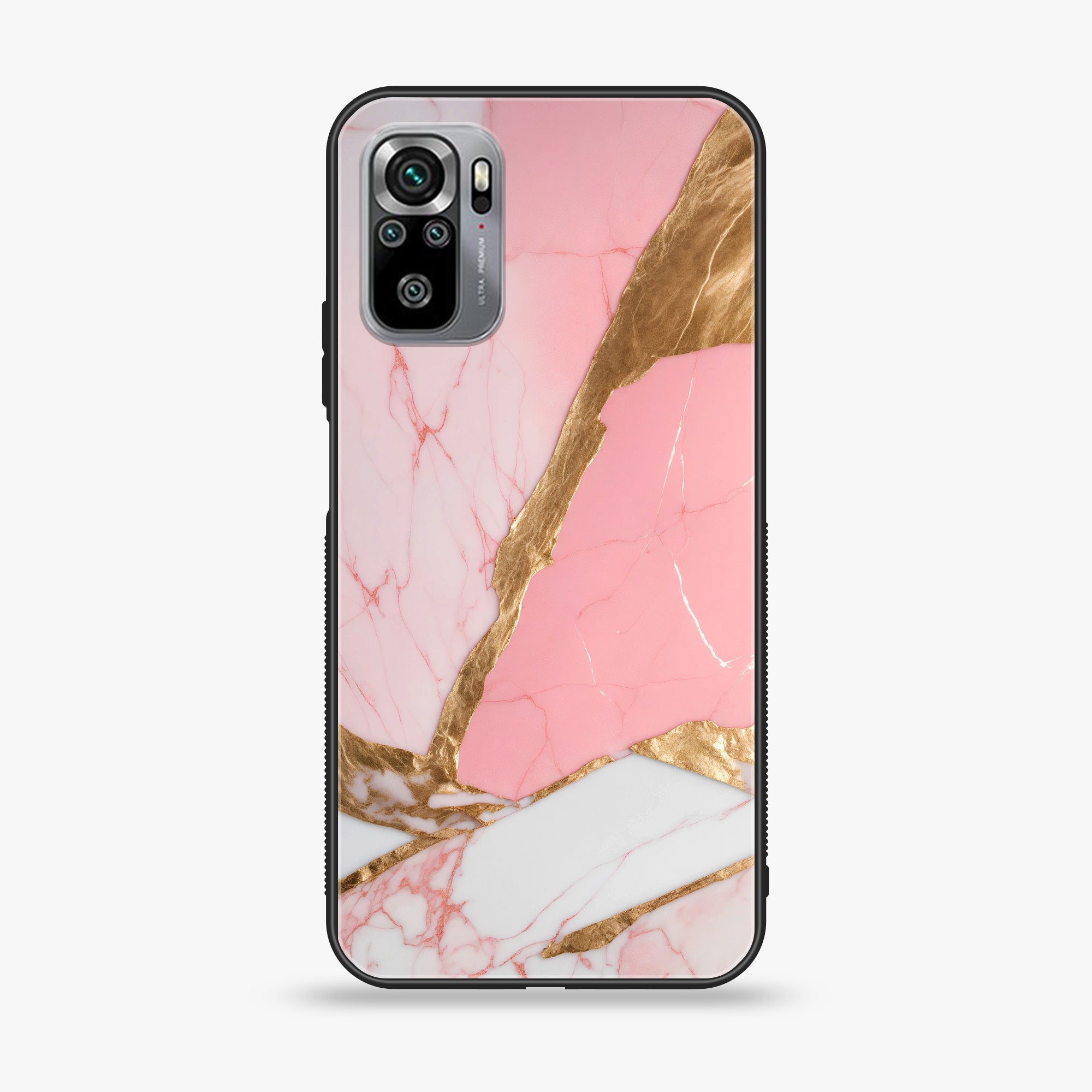 Xiaomi Redmi Note 10S- Pink Marble 2.0 Series - Premium Printed Glass soft Bumper shock Proof Case
