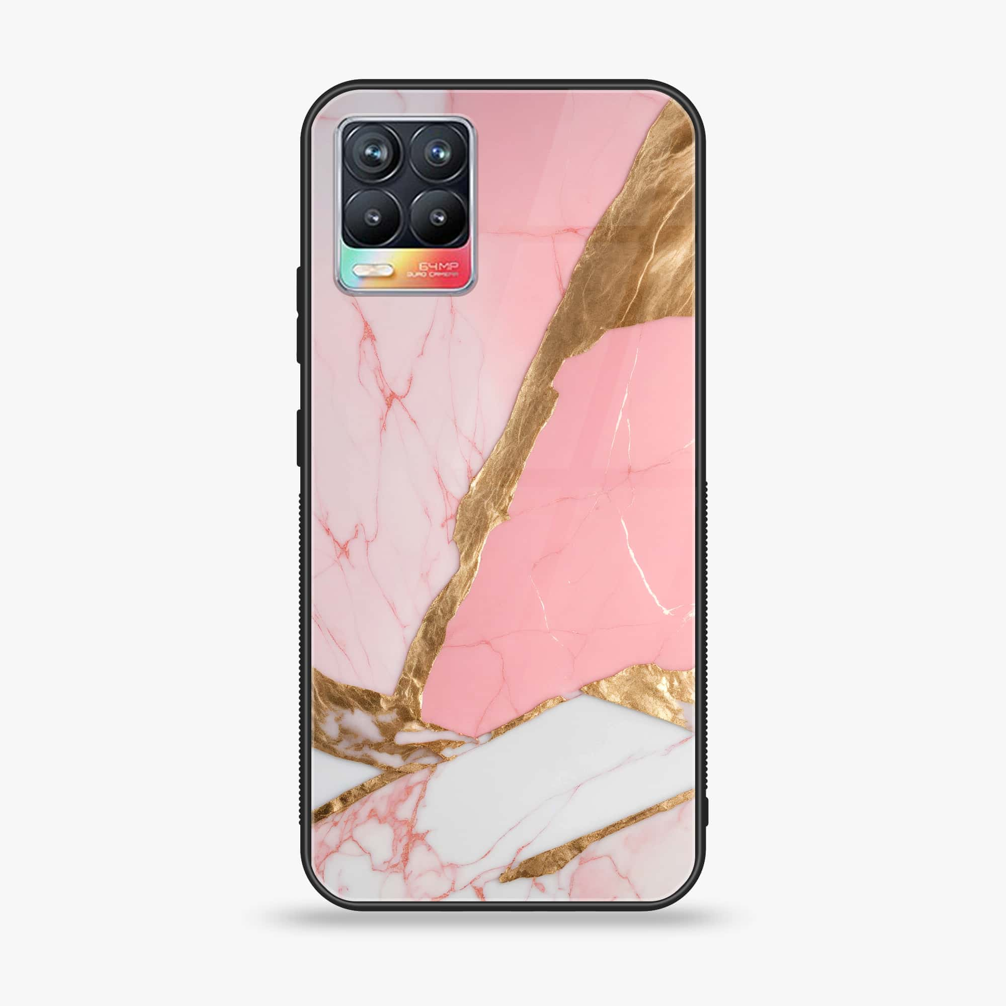 Realme 8 pro - Pink Marble 2.0 Series - Premium Printed Glass soft Bumper shock Proof Case