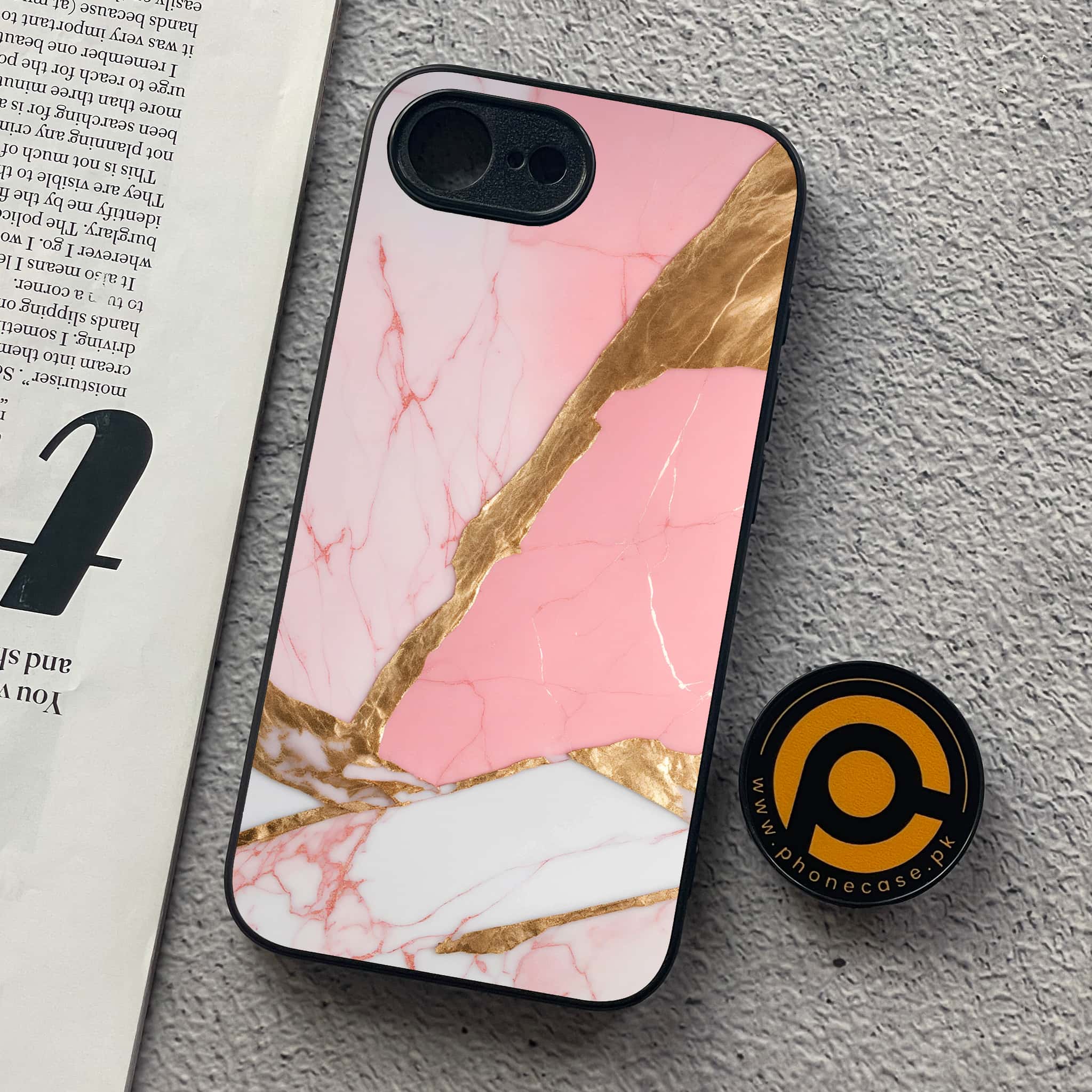 iPhone 16e - Pink Marble 2.0 Series - Premium Metal  Printed soft Bumper shock Proof Case