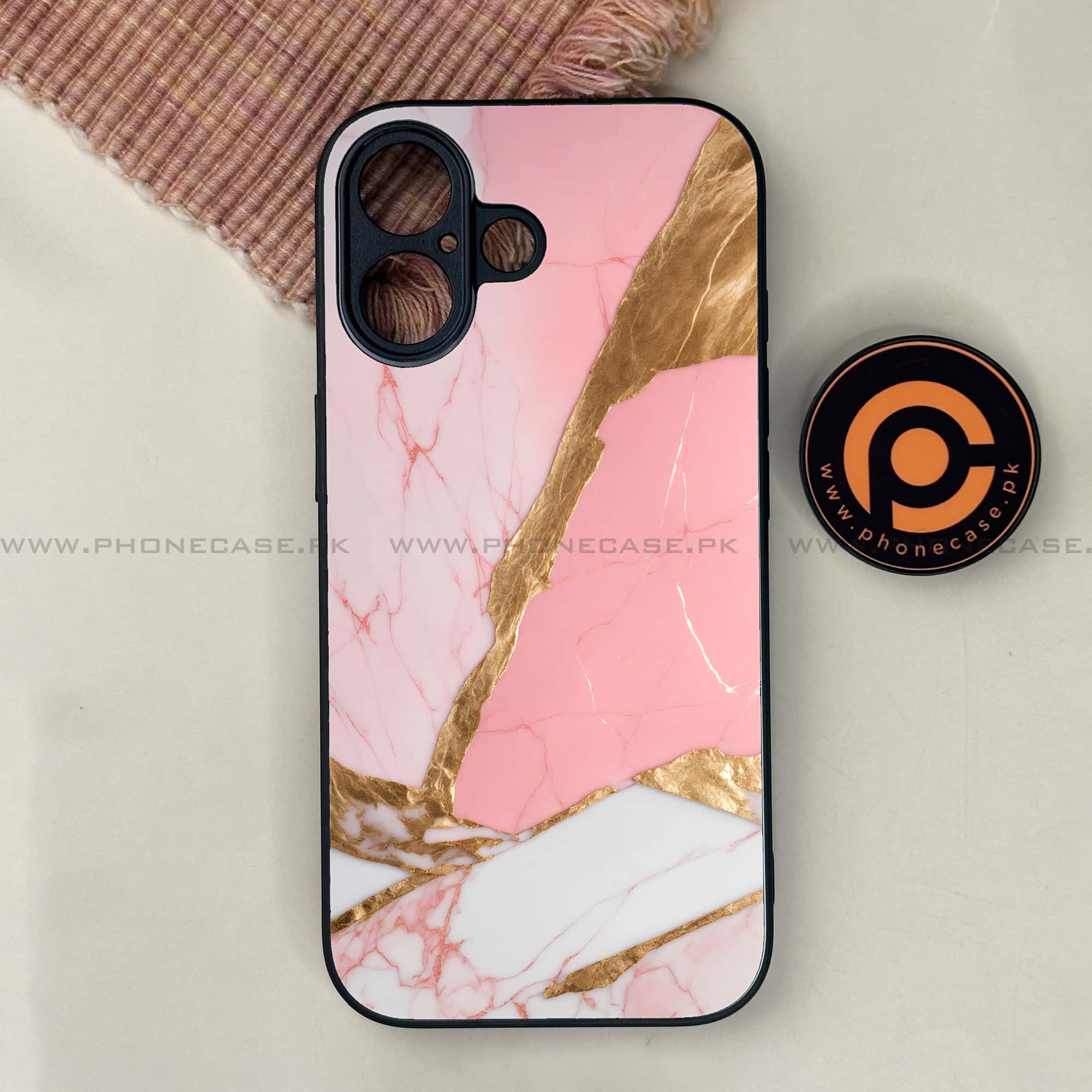 iPhone 17 - Pink Marble 2.0 Series - Premium Printed Glass soft Bumper shock Proof Case