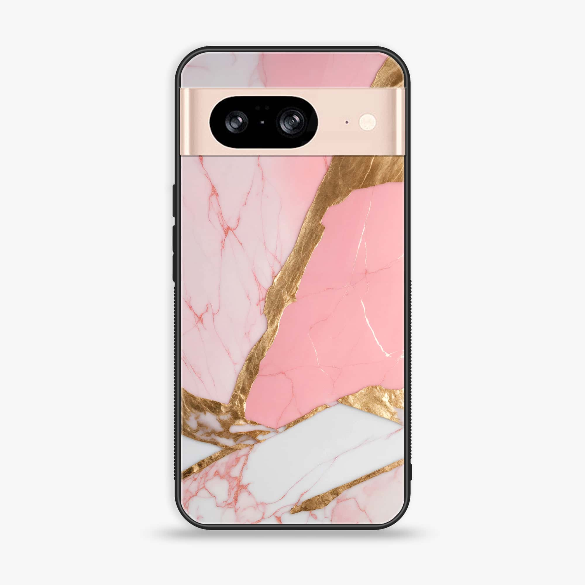 Google Pixel 8 - Pink Marble 2.0 Series - Premium Printed Glass soft Bumper shock Proof Case